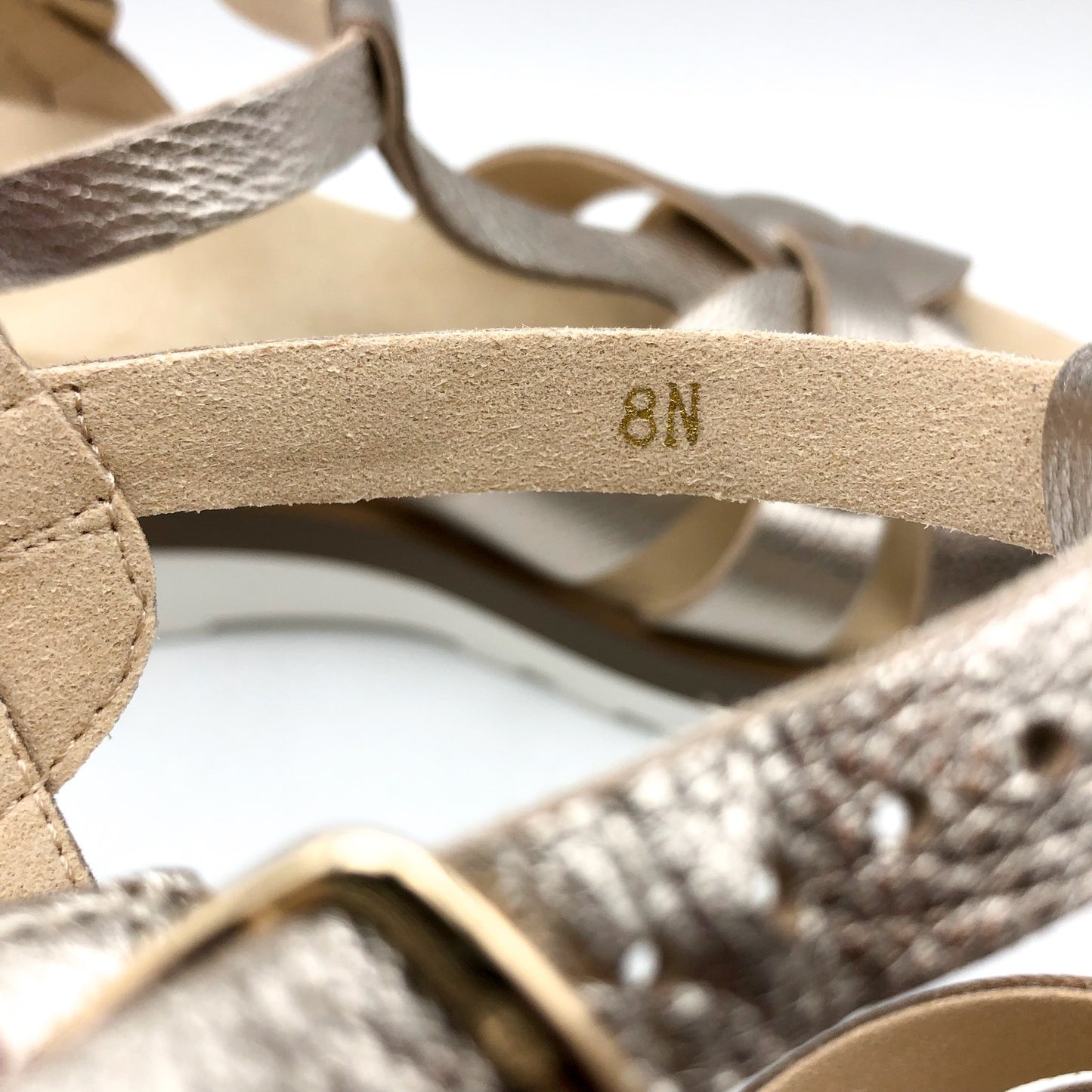 Vaneli Womens Carly Cork Casual Sandals US 8 Narrow Shell Metallic Leather NIB