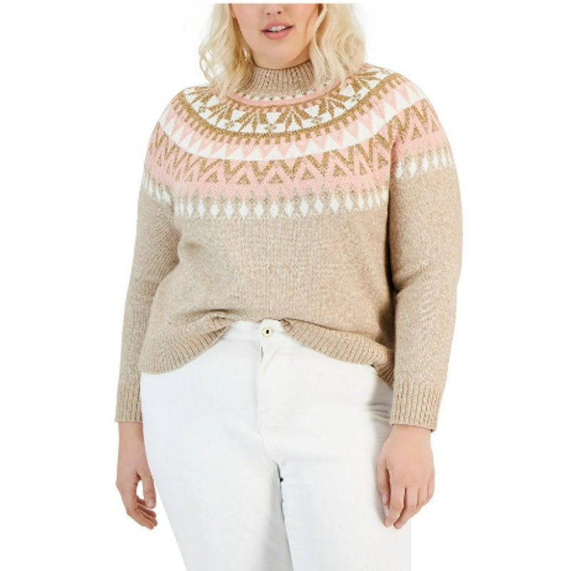 TOMMY HILFIGER Half Snowflake Pullover Sweater Light Heather Fawn 0X