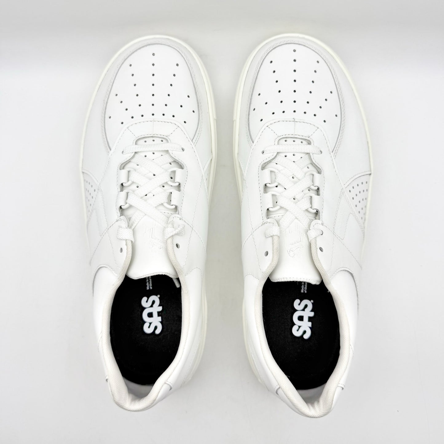 SAS Mens High Street Leather Sneakers US 10 XW EU 43 White Lace-Up NIB