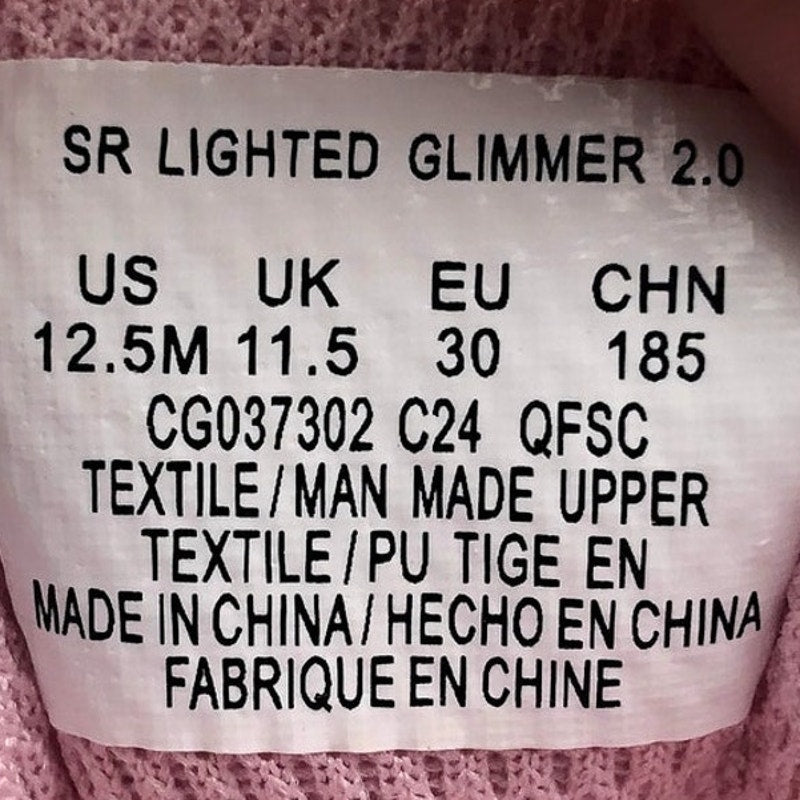 Stride Rite Girls SR Lighted Glimmer Sneaker 2.0 Size 12.5 Pink Kid Shoes NIB