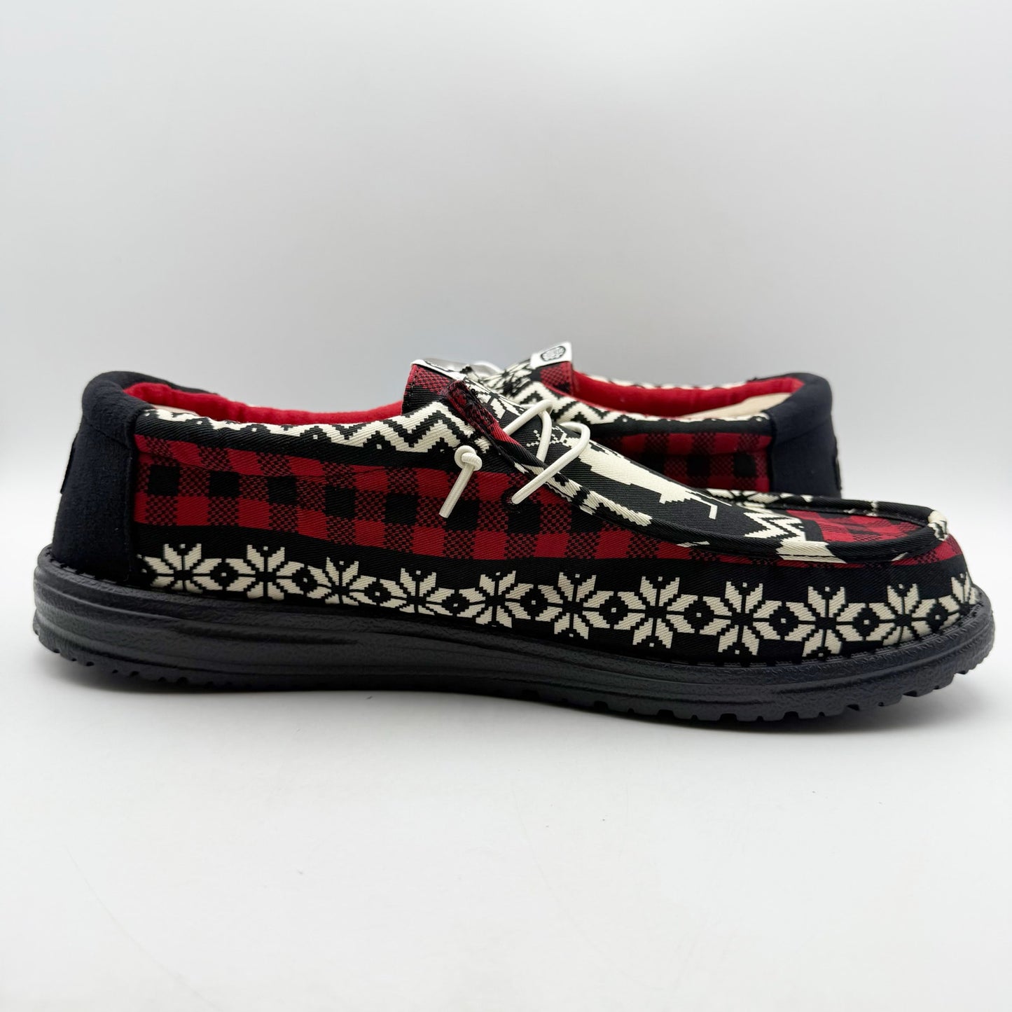 Hey Dude Mens Wally Holiday Cheers Slip-On Casual Shoe US 15 EU 48 Black Red NIB