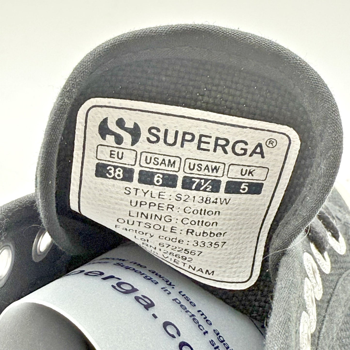 Superga Womens 2740 Platform Sneakers EU 38 US 7.5 Black Canvas NIB