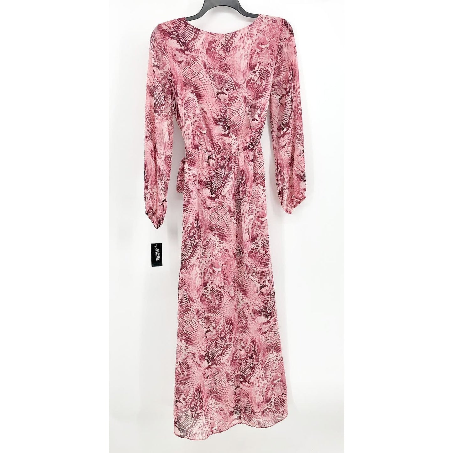 INC International Concepts Maxi Dress Size 10 Pink Chiffon Snake Print NWT