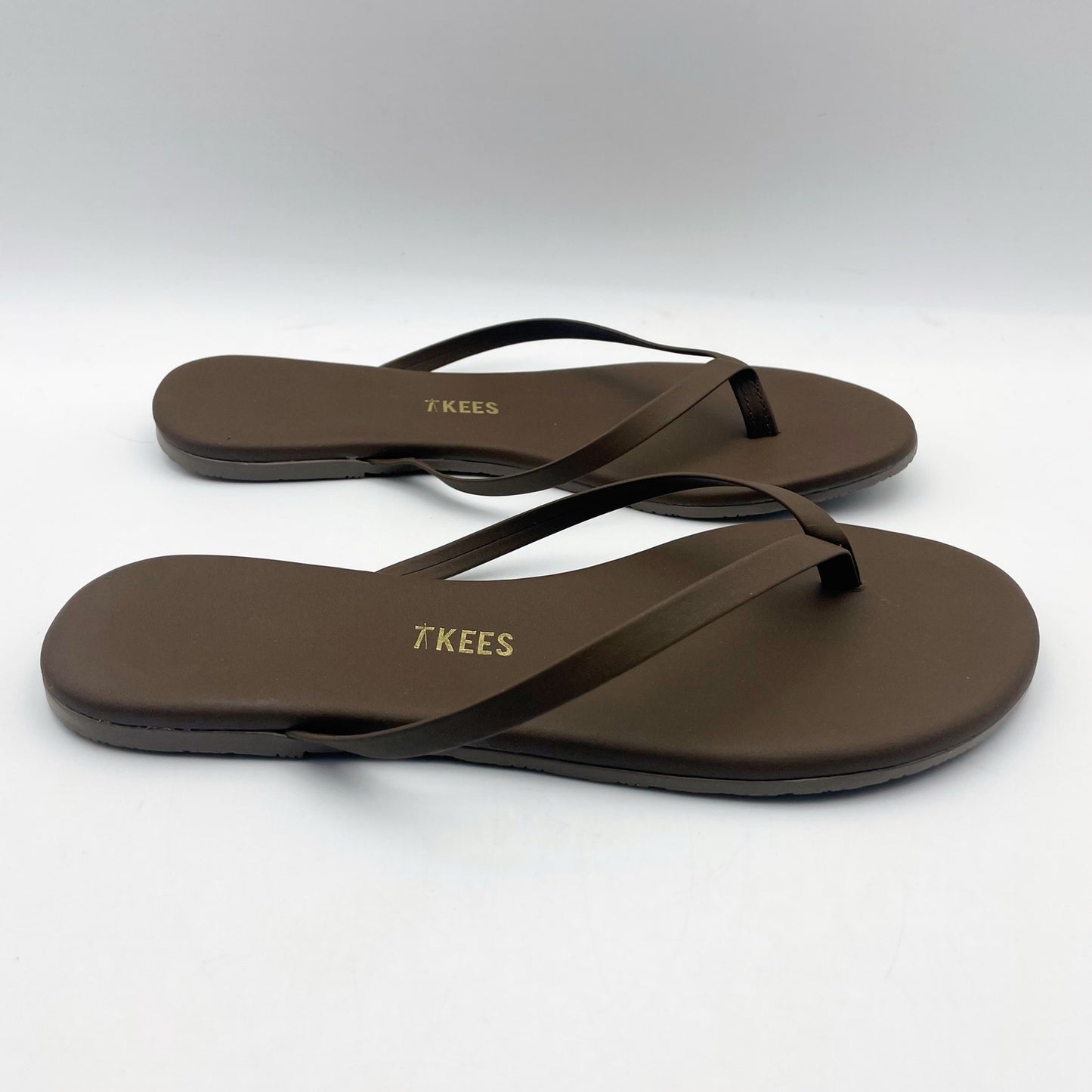 TKEES Womens Lily Square Toe Flip Flop Sandals US 5 B EU 36 Brown Leather NWOB