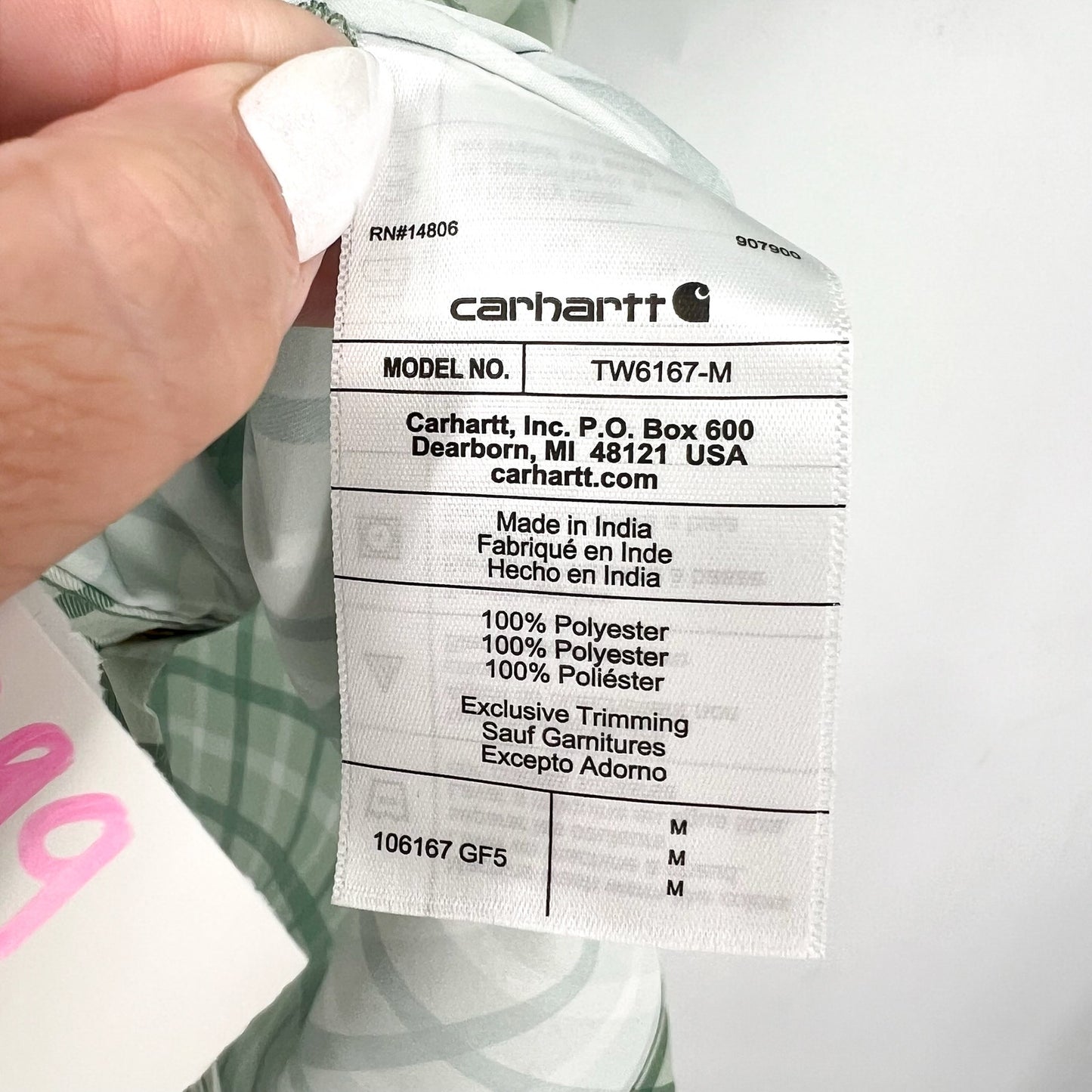 CARHARTT Force Sun Defender SS Shirt Work Medium Green Plaid Relaxed Fit NWT