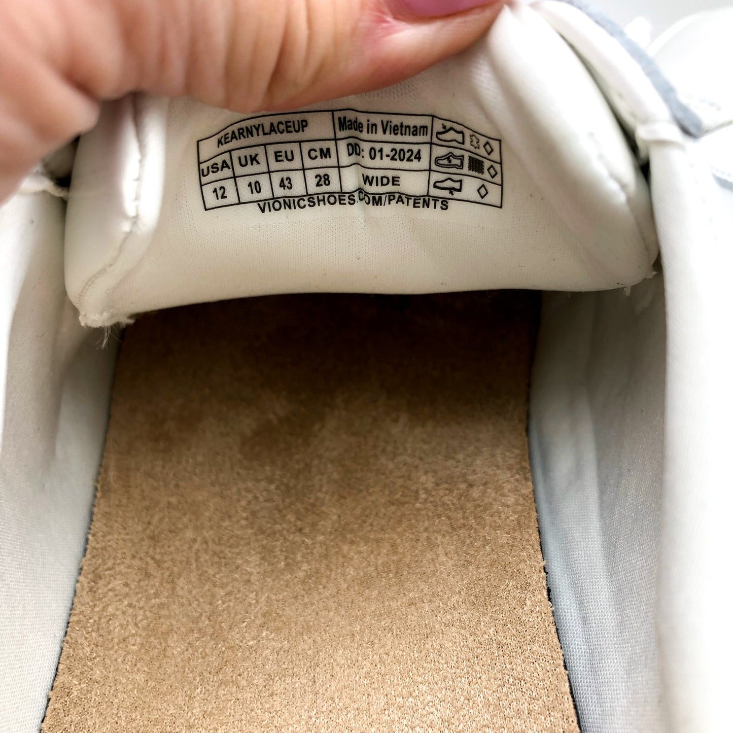 Vionic Womens Kearny Lace Up Oxford Sneakers US 12 W EU 43 White Leather NIB