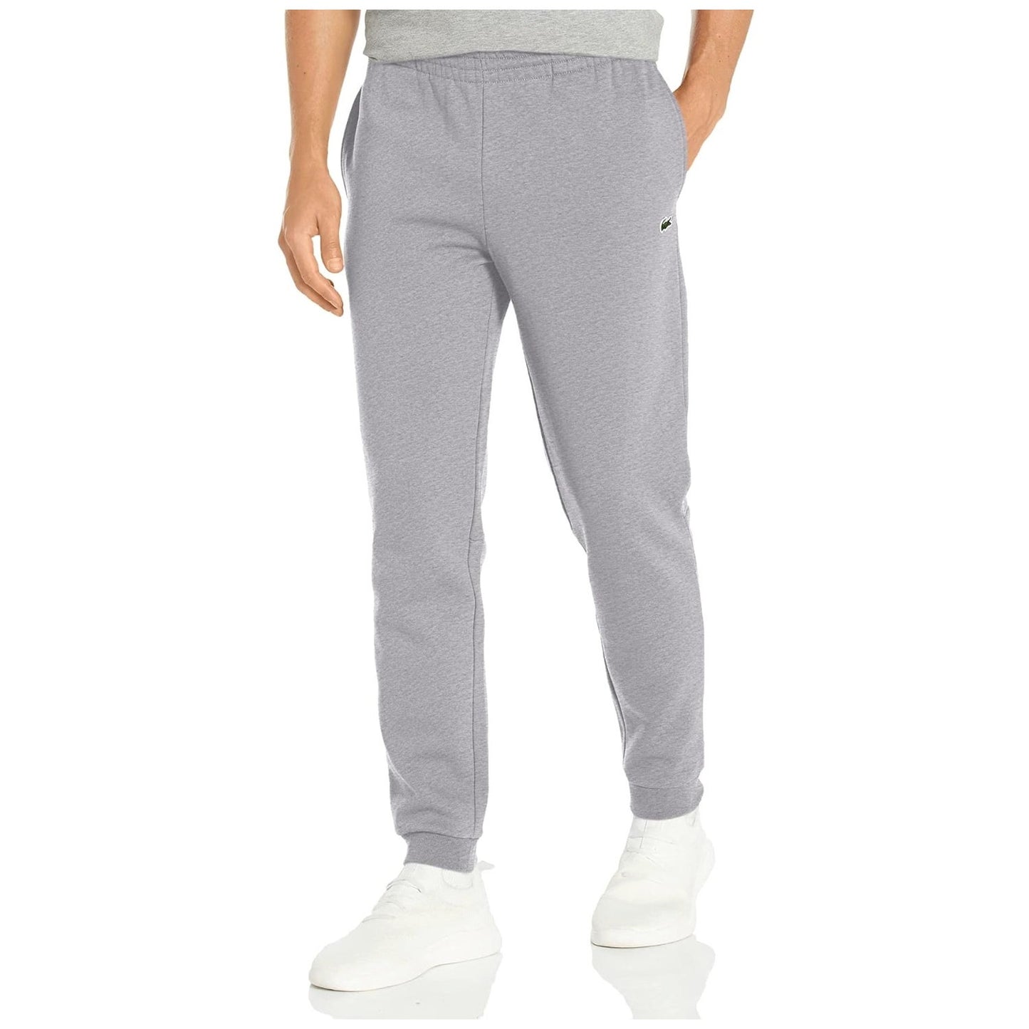 LACOSTE Men's Core Fleece Tapered Fit Joggers Size 6 XL Grey Elastic Waist NWT