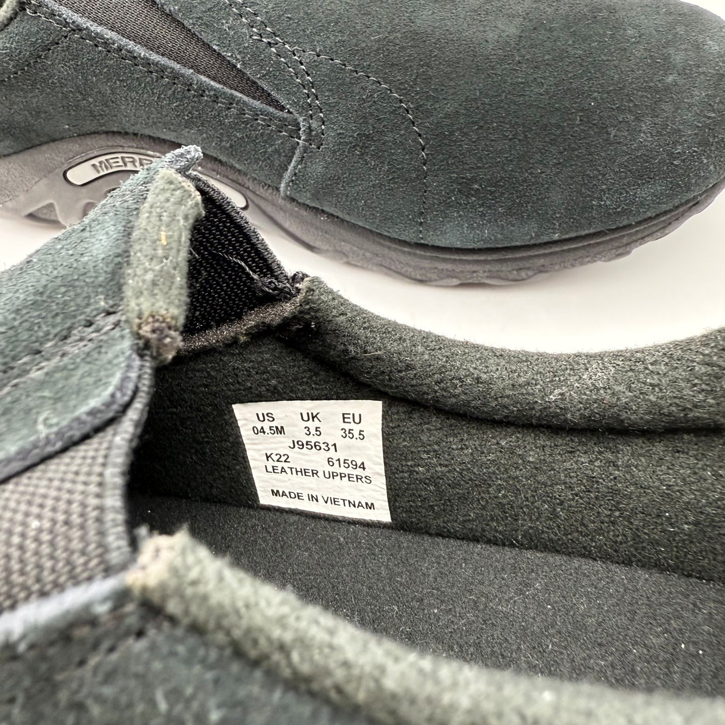 Merrell Kids Jungle Moc Sneaker Size US 4.5 EU 35.5 Black Suede Slip On Shoe NIB