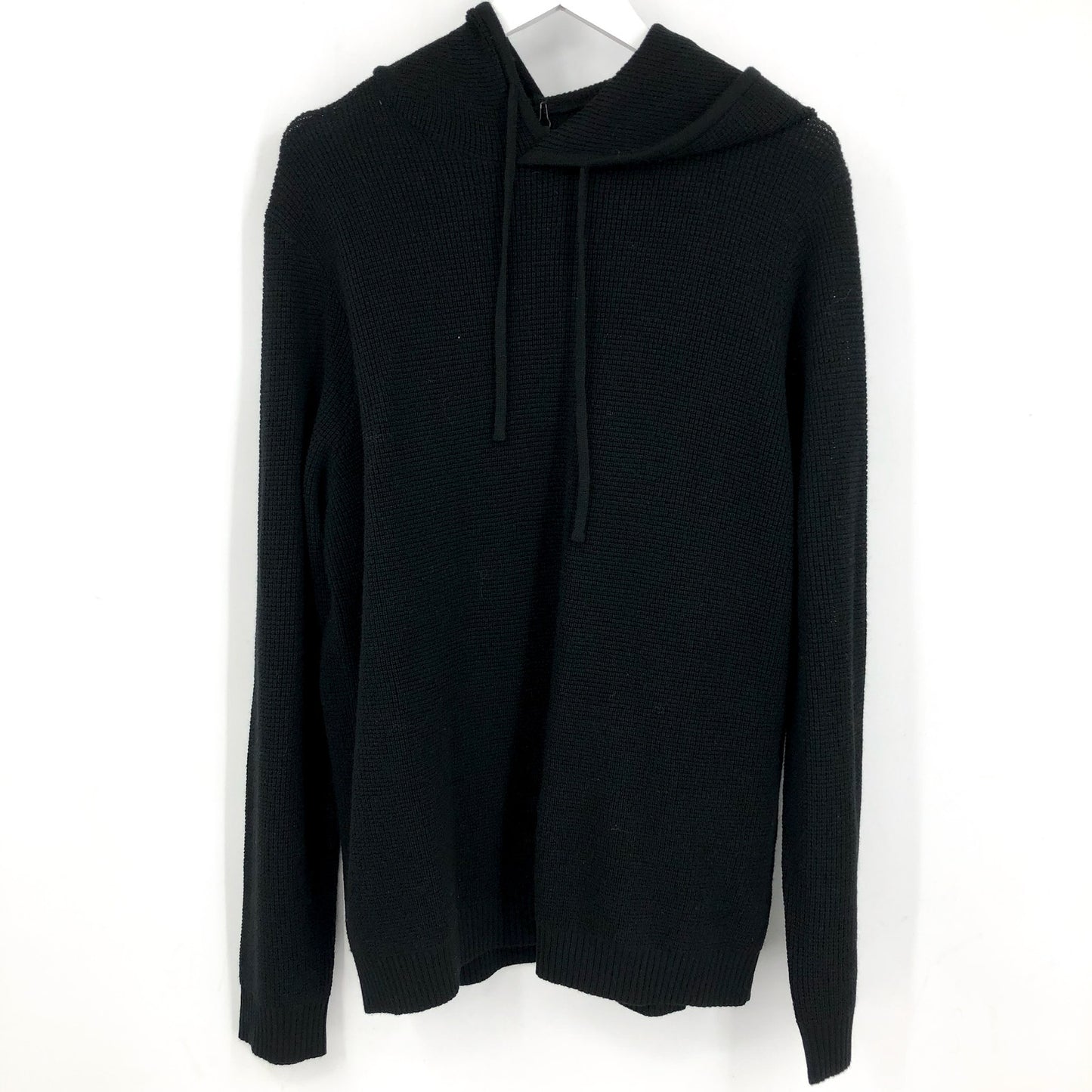 GOOD MAN BRAND Men's Waffle Knit Hoodie Merino Wool Black Large