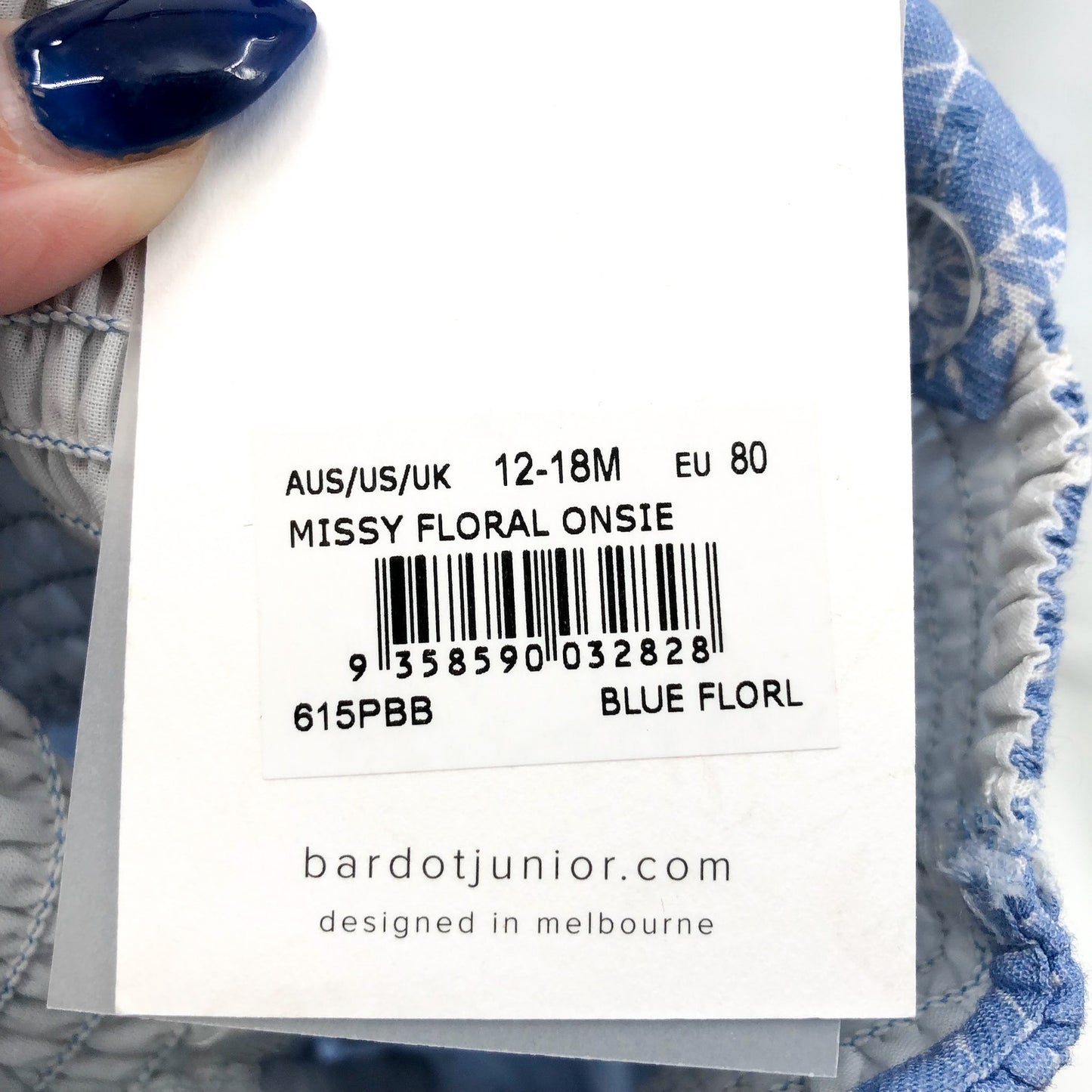 BARDOT JUNIOR Baby Missy Floral Onesie 12-18 Months Blue