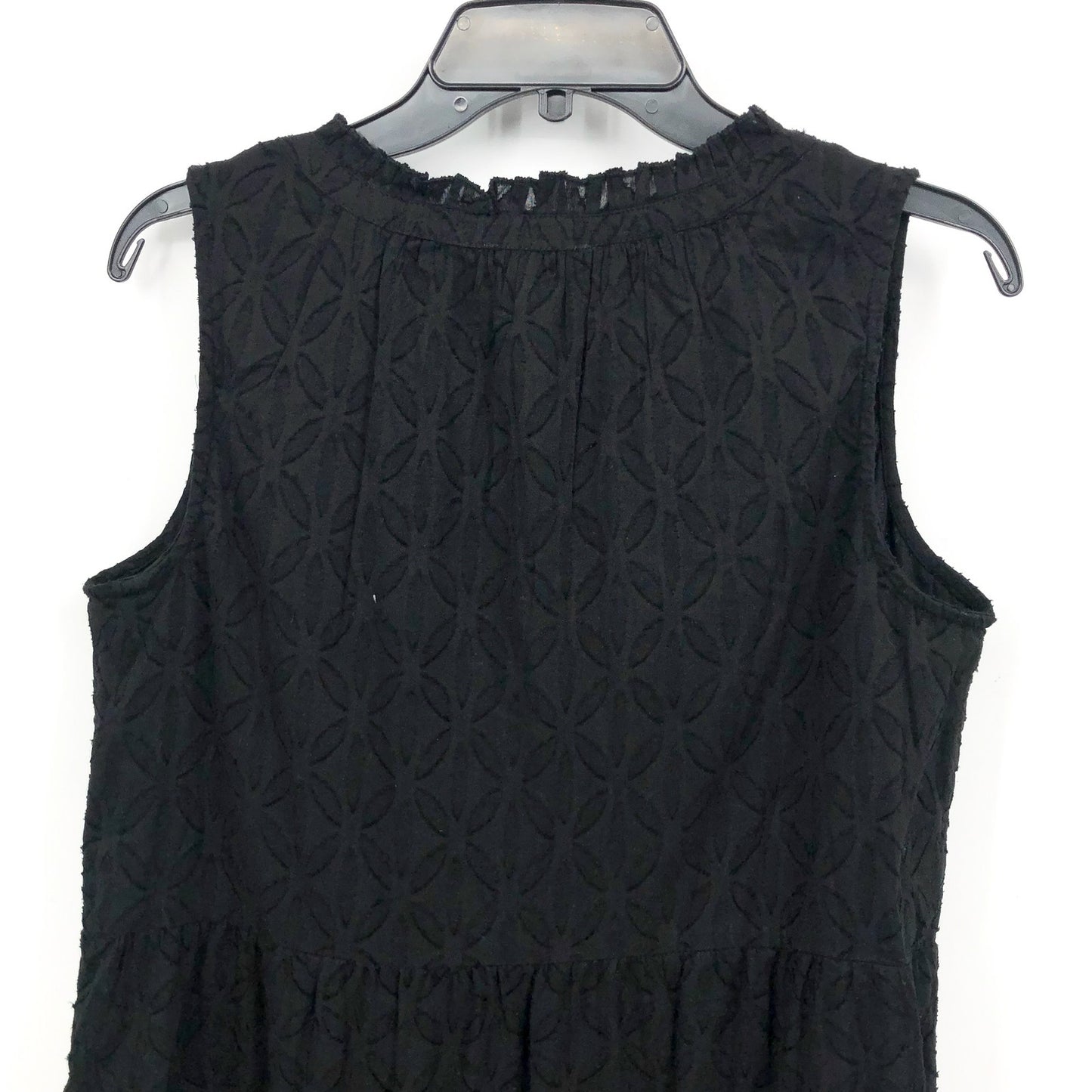 TOMMY BAHAMA Cotton Clip Embellished Split-Neck Dress Cover-Up Black Small