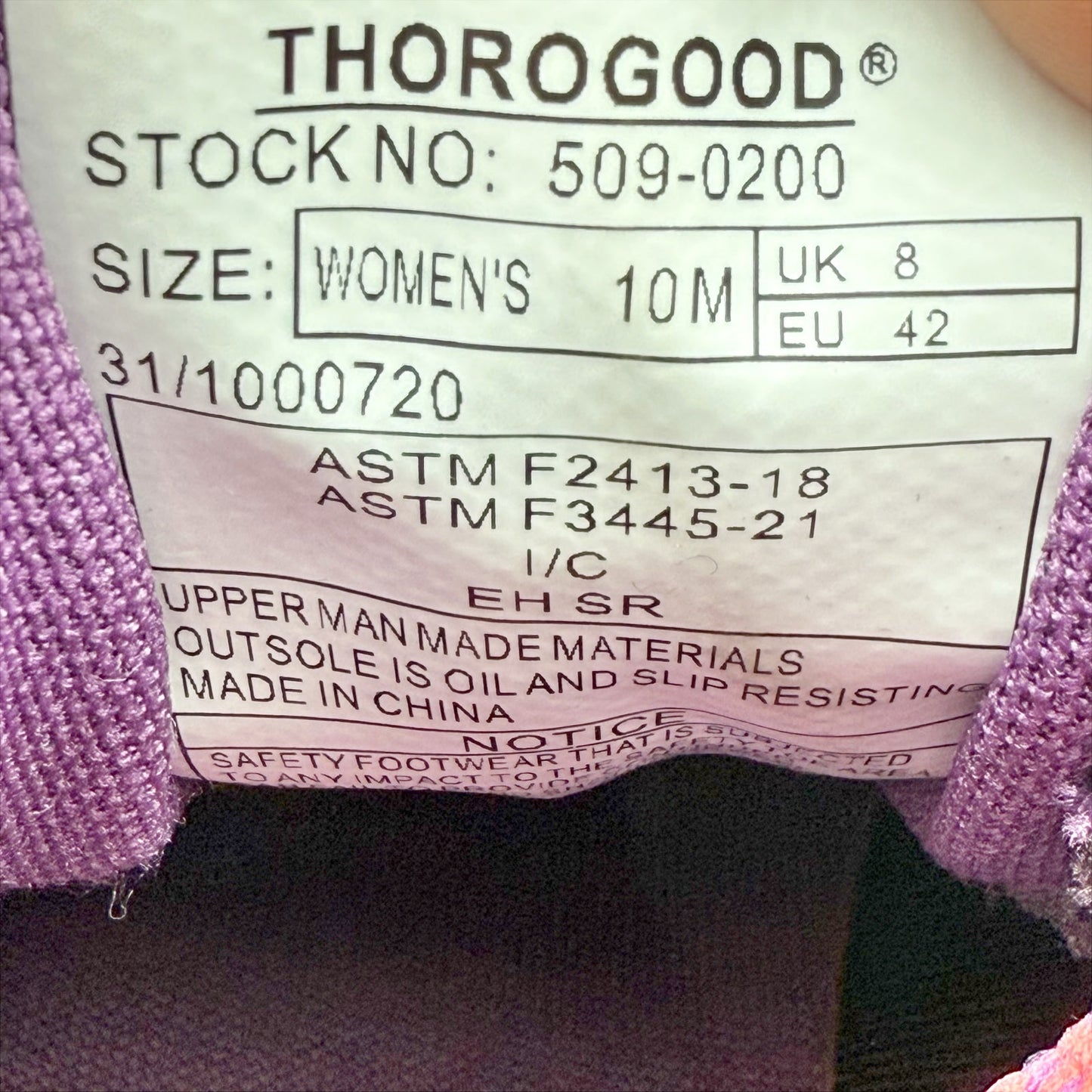 Thorogood Womens AST Mid Work Shoe US 10 M EU 42 Pink Purple SR NIB