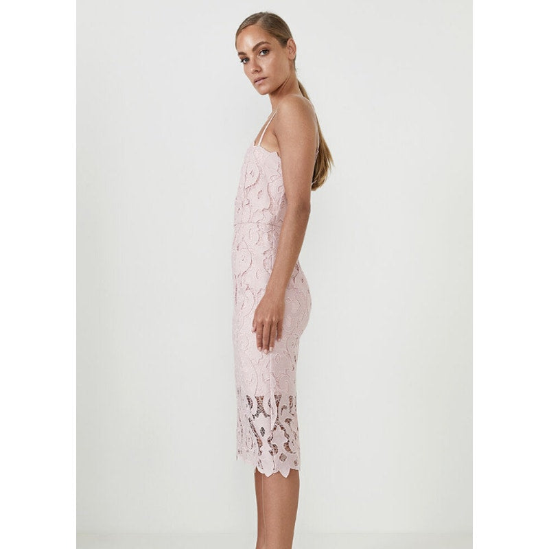 BARDOT Women's Lina Lace Midi Dress Size 6 Pink Rose Sleeveless Lined NWT