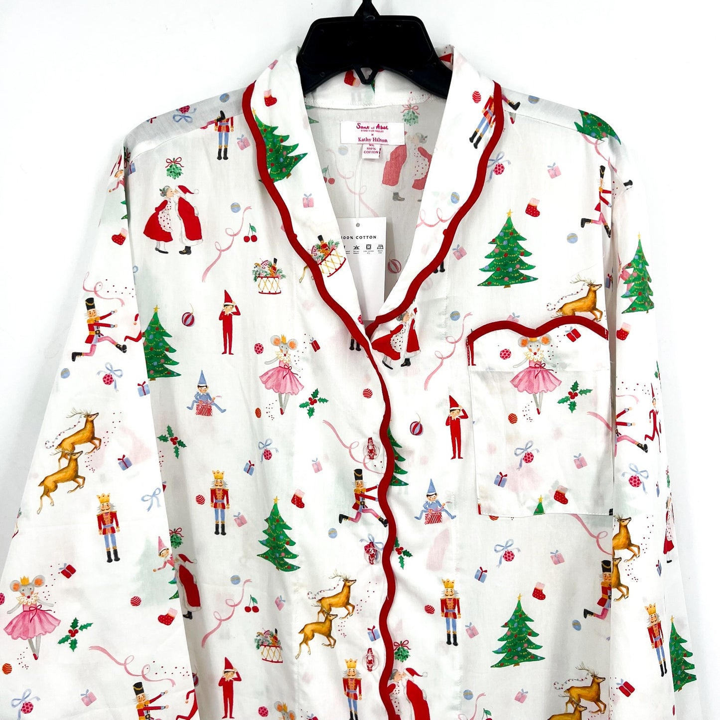SANT AND ABEL X KATHY HILTON Christmas Magic Print Nightshirt XL White Multi NWT