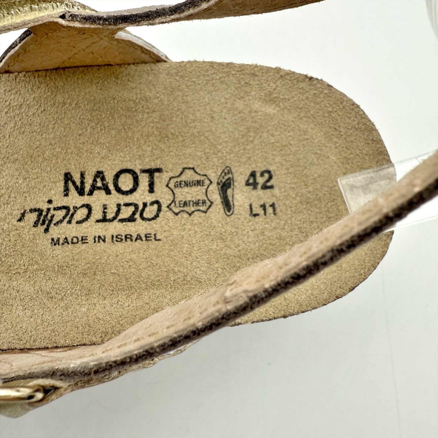 Naot Womens Hero Wedge Sandal US 11 EU 42 Silver Hook Loop Closure Leather NWOB