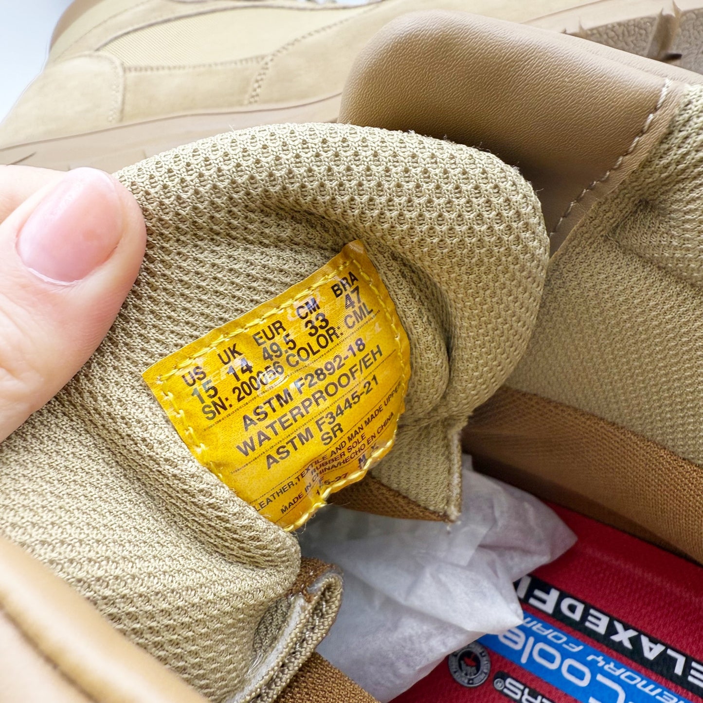 Skechers Mens Work Wascana Millit WP Boots US 15 Tan Leather Relaxed Fit NIB