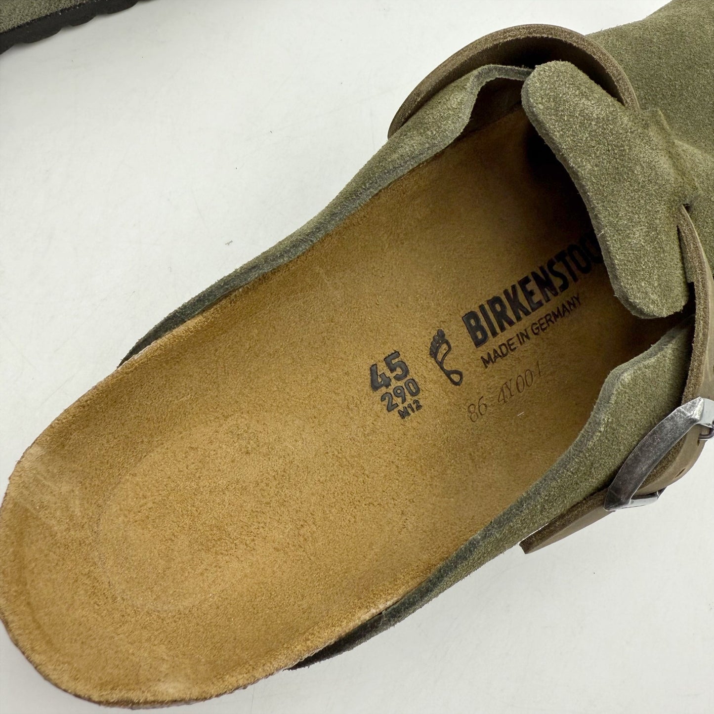 Birkenstock Mens Boston Clogs EU 45 US 12 Green Suede Slip On NWOB