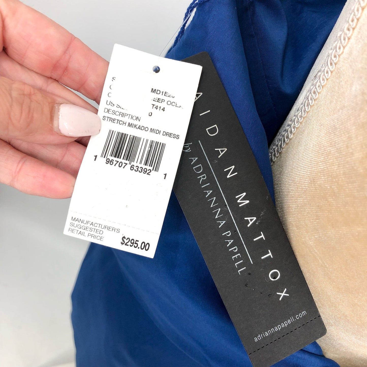 AIDAN MATTOX Mikado Midi Dress Size 10 Blue Satin Sleeveless Cocktail Party NWT