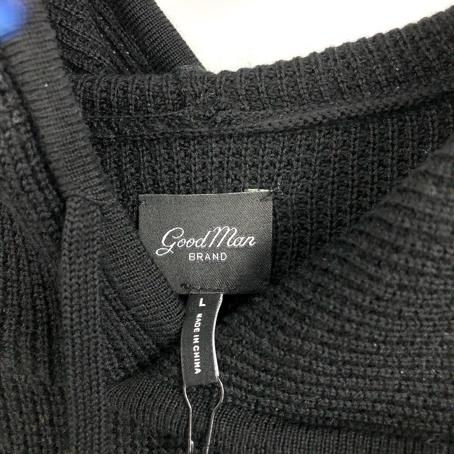 GOOD MAN BRAND Men's Waffle Knit Hoodie Merino Wool Black Large
