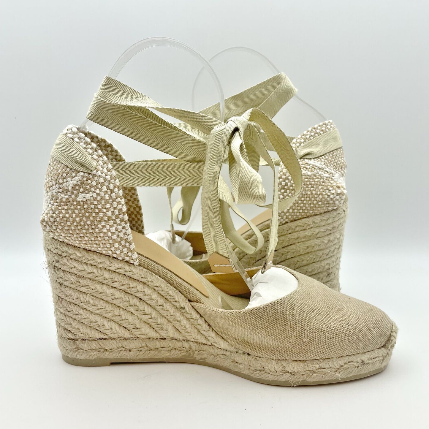 CASTANER Womens Carina 80 Wedge Sandal US 7.5 EU 38 Tan Leather Lining NIB