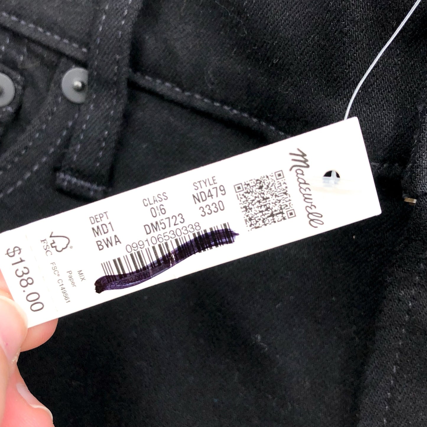 MADEWELL Men's Slim Jeans 33x30 Black Bainhart ND479 COOLMAX Denim NWT