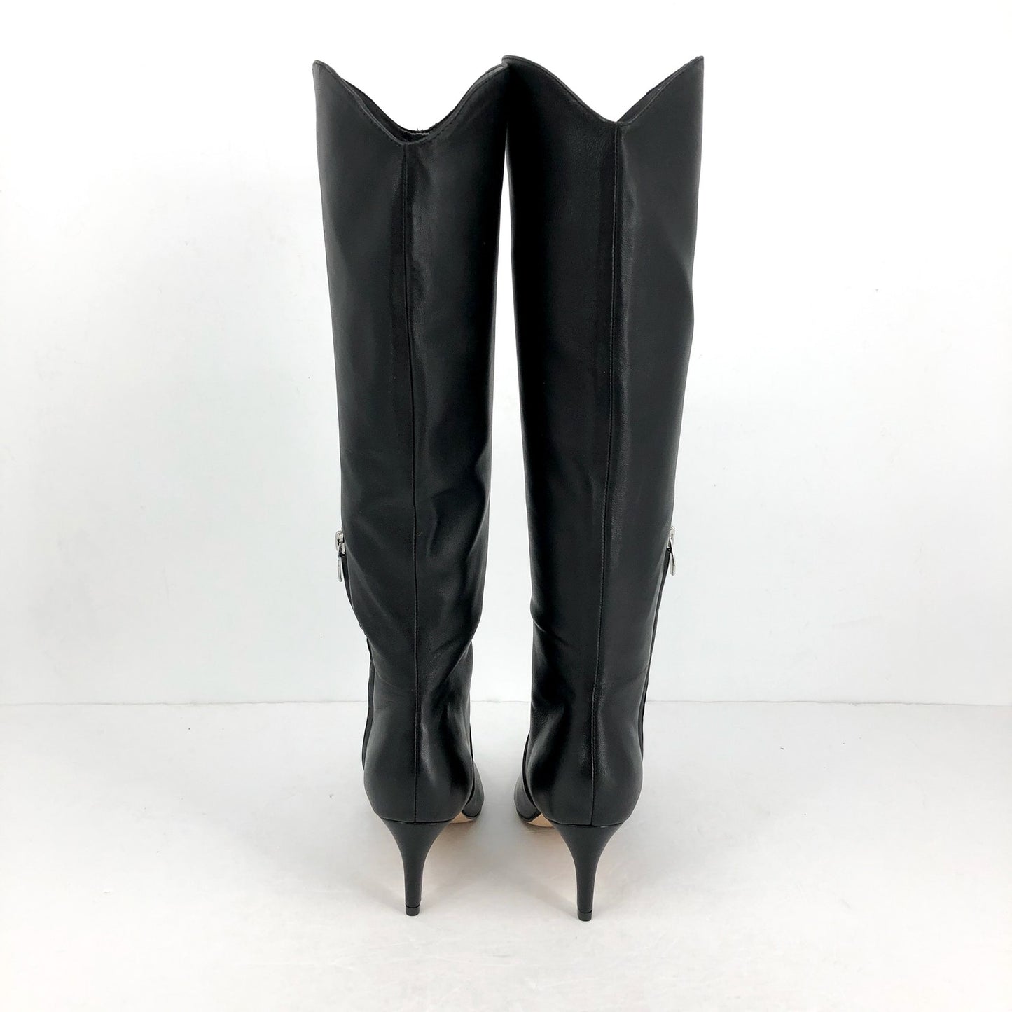 NINE WEST Women's Sirena Knee High Boots Size 7M Black Leather Pointed Toe