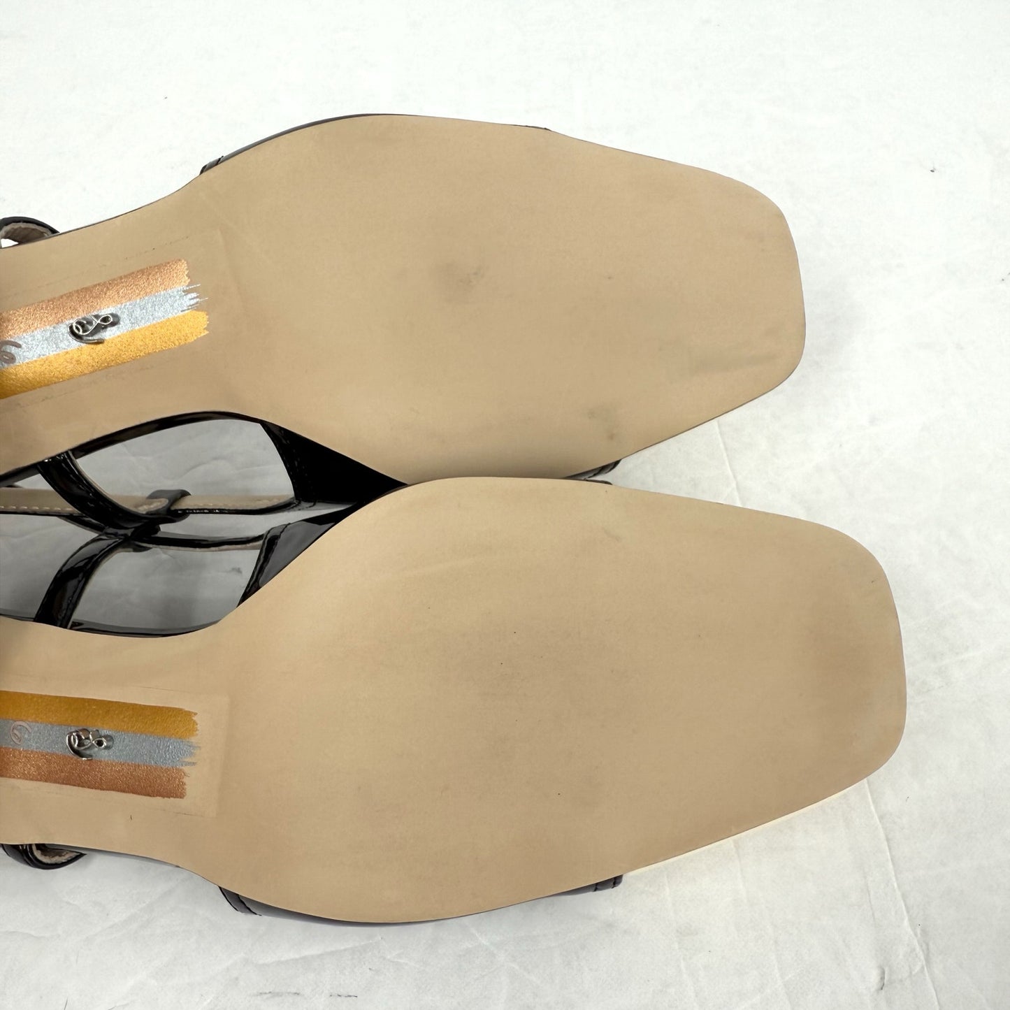 Sam Edelman Womens Tarra Slingback Pumps US 6 M Tan Black Vegan Patent NIB