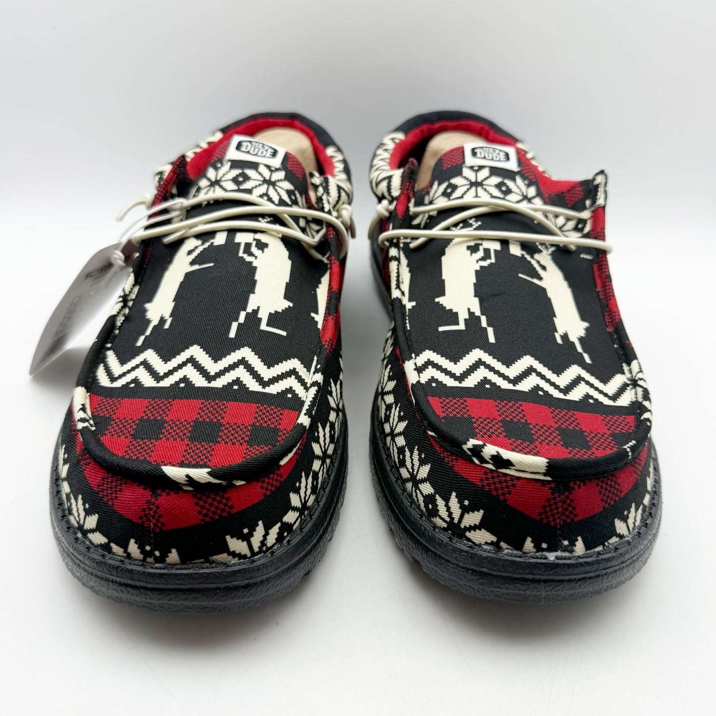 Hey Dude Mens Wally Holiday Cheers Slip-On Casual Shoe US 15 EU 48 Black Red NIB