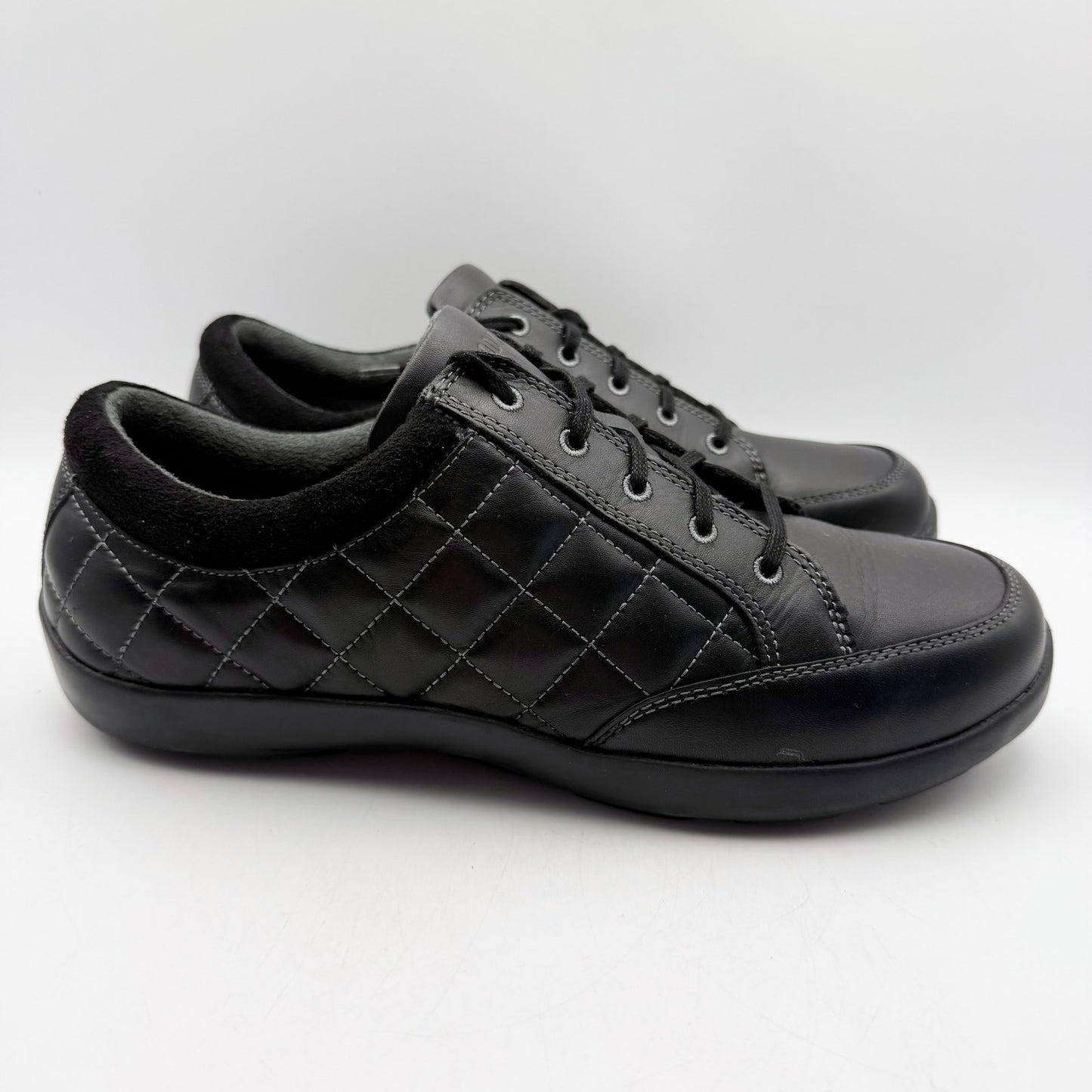 Anodyne Womens No. 75 Casual Sport Sneaker US 9.5 Wide EU 39.5 Black Leather