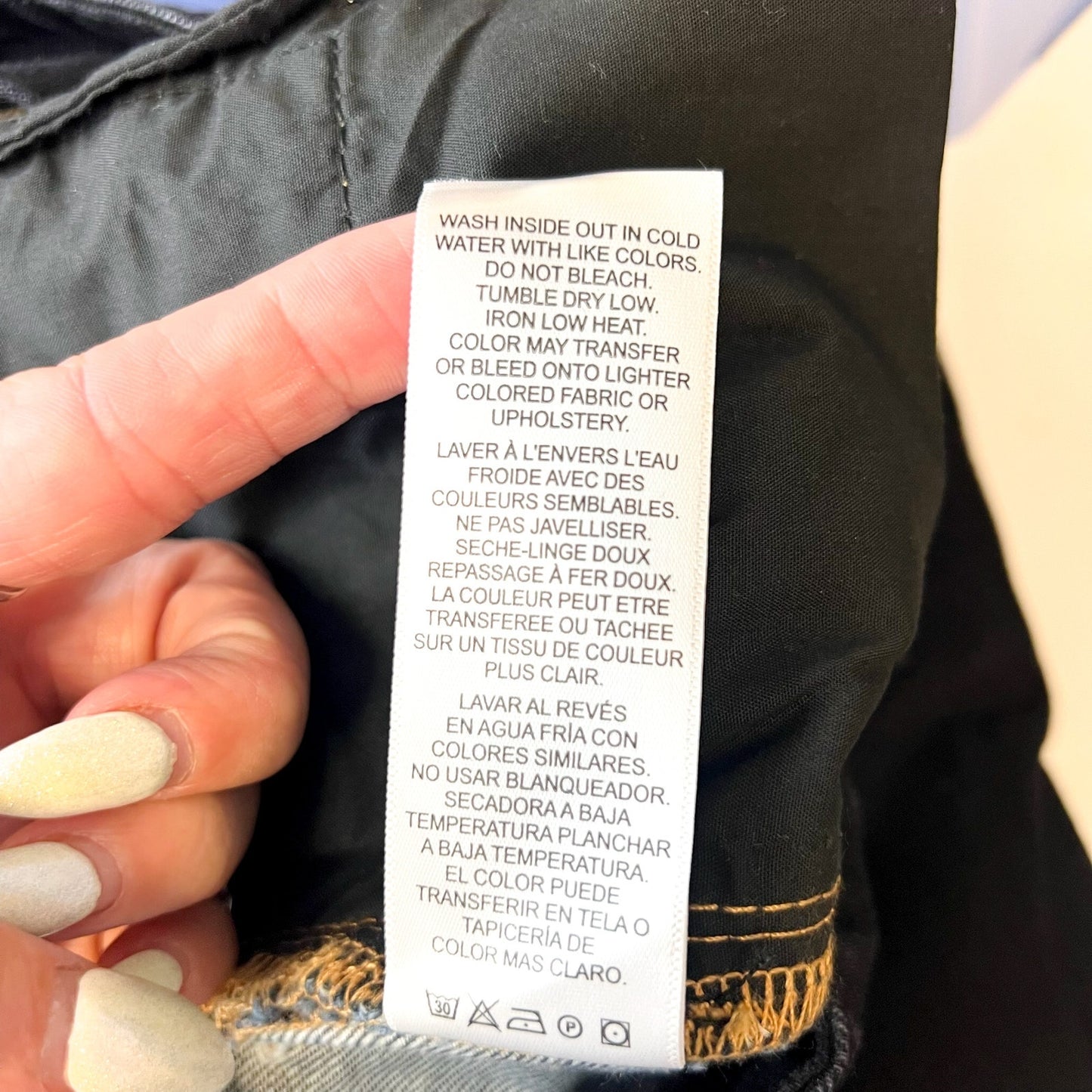 FRAME Womens Le Jane Colorblock Relaxed Jeans Size 23 Blue Black Dell Noir NWT