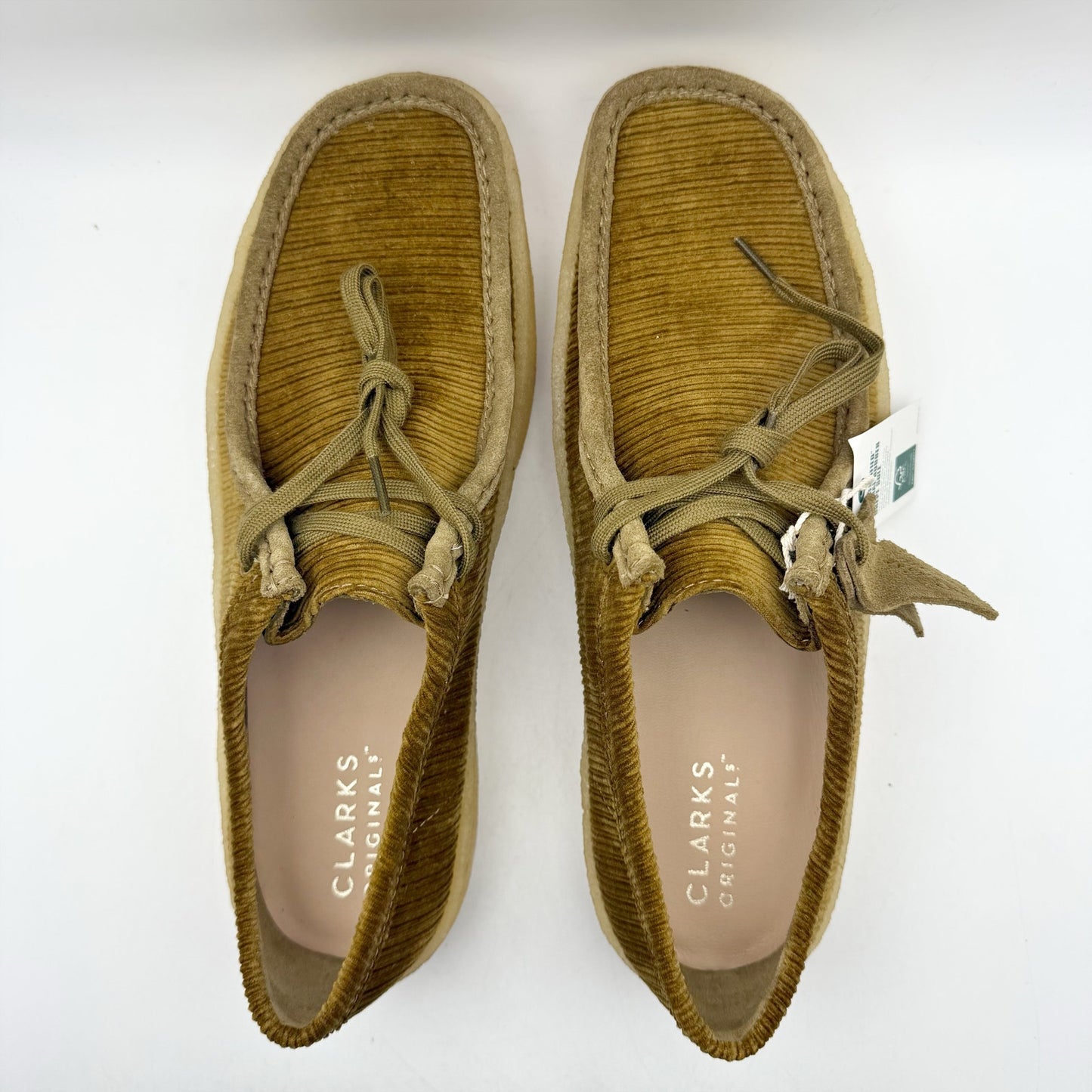 Clarks Mens Wallabee Cup Moccasin Loafers US 13 M Tan Corduroy Nubuck NIB