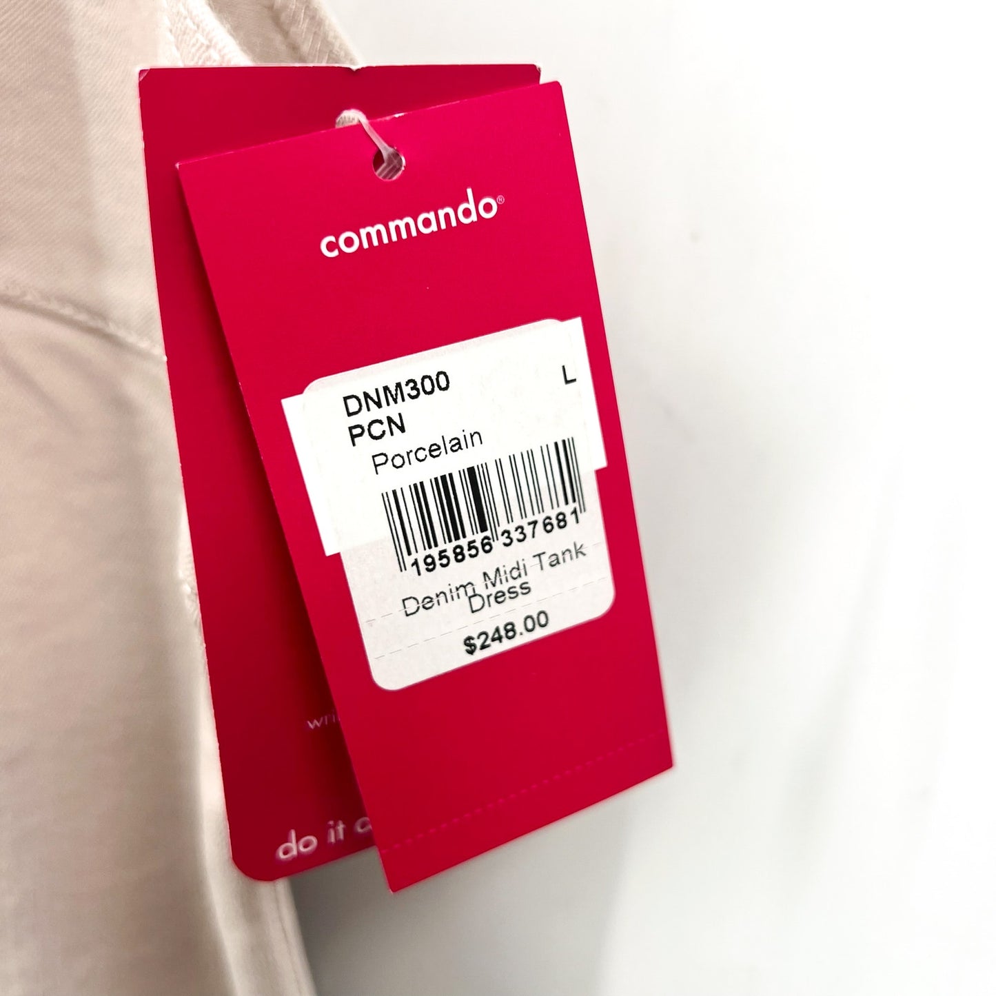 COMMANDO Do It All Denim Midi Tank Dress Large 12-14 Cream Porcelain Stretch NWT