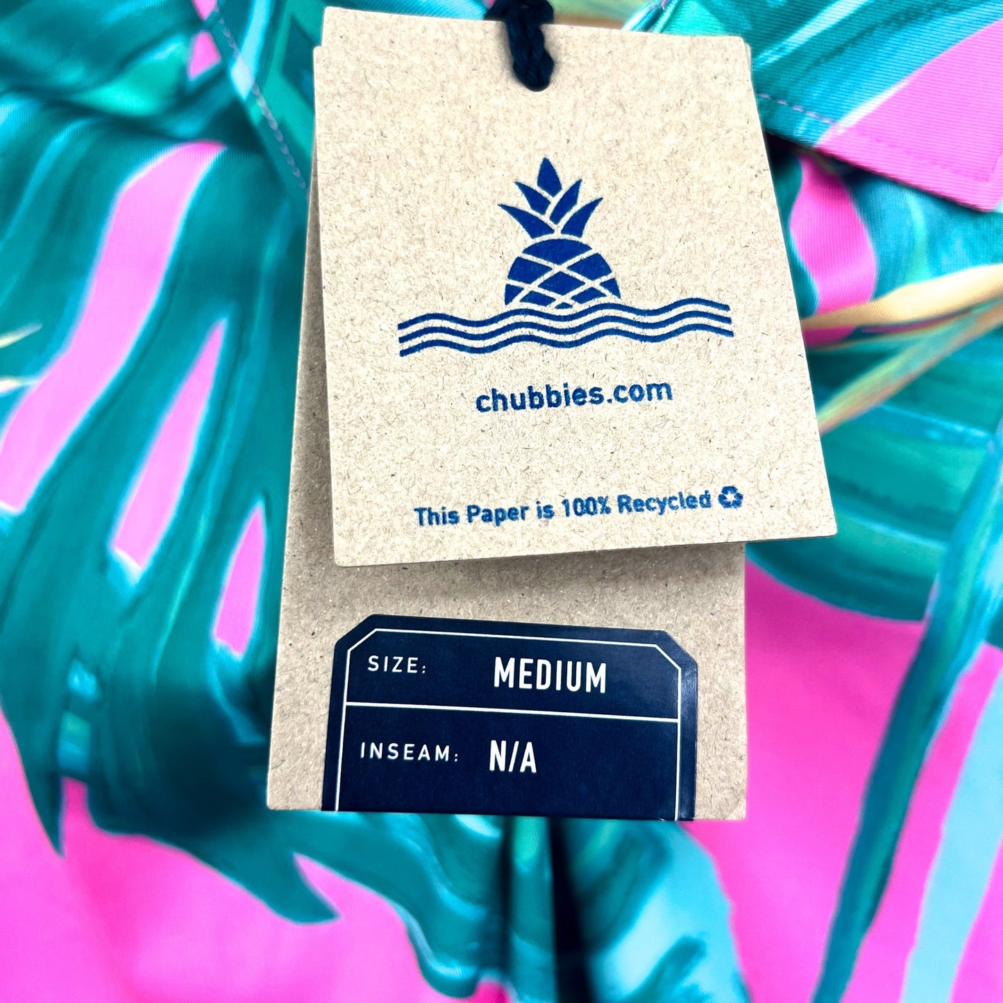 CHUBBIES Mens Performance Polo Medium Pink Birds of Paradise Short Sleeve NWT