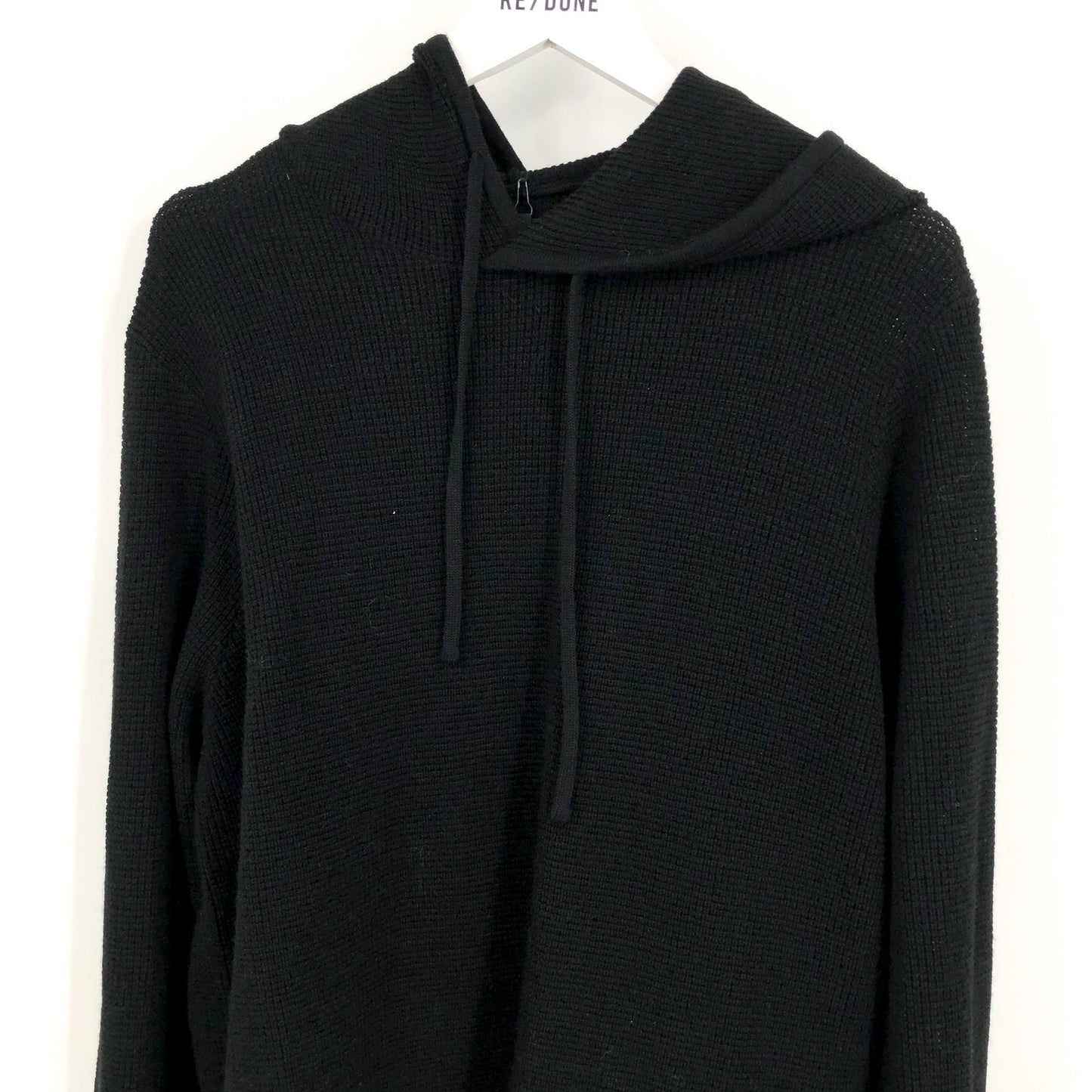 GOOD MAN BRAND Men's Waffle Knit Hoodie Merino Wool Black Large
