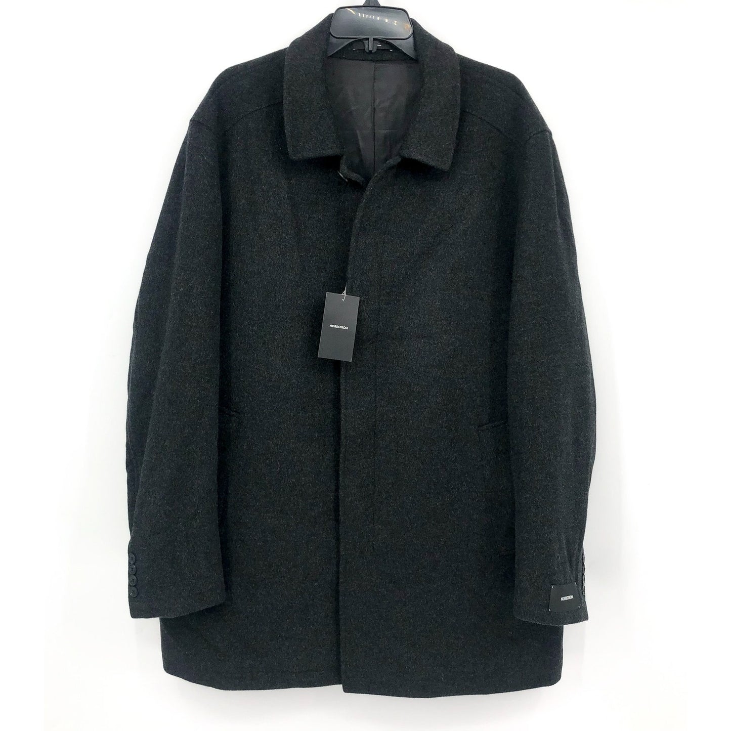 NORDSTROM Men's Russell Mac Wool & Cashmere Coat Grey Phantom Marl XL