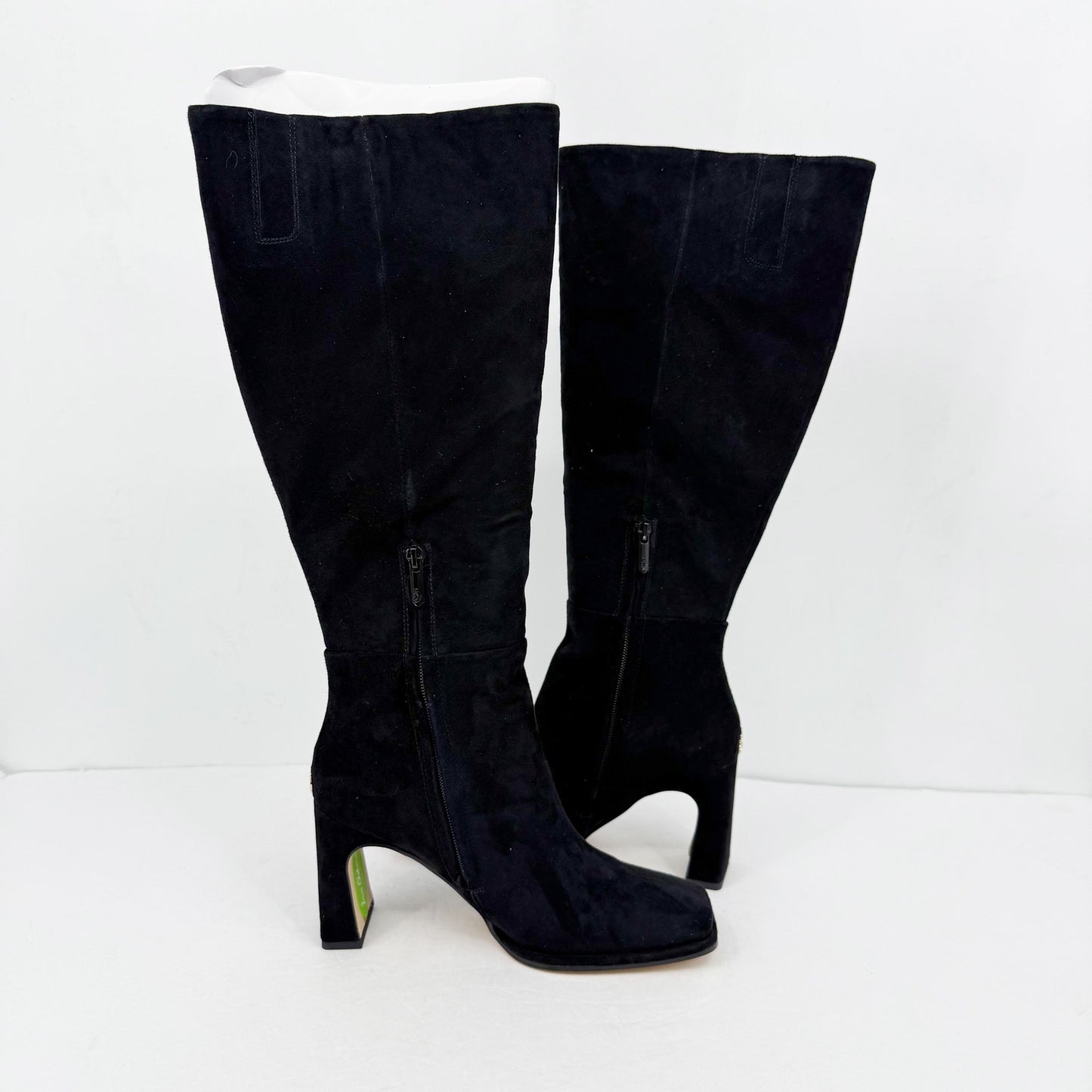 Sam Edelman Womens Issabel Knee High Boots US 8.5 M EU 39 Black Suede Heeled NIB