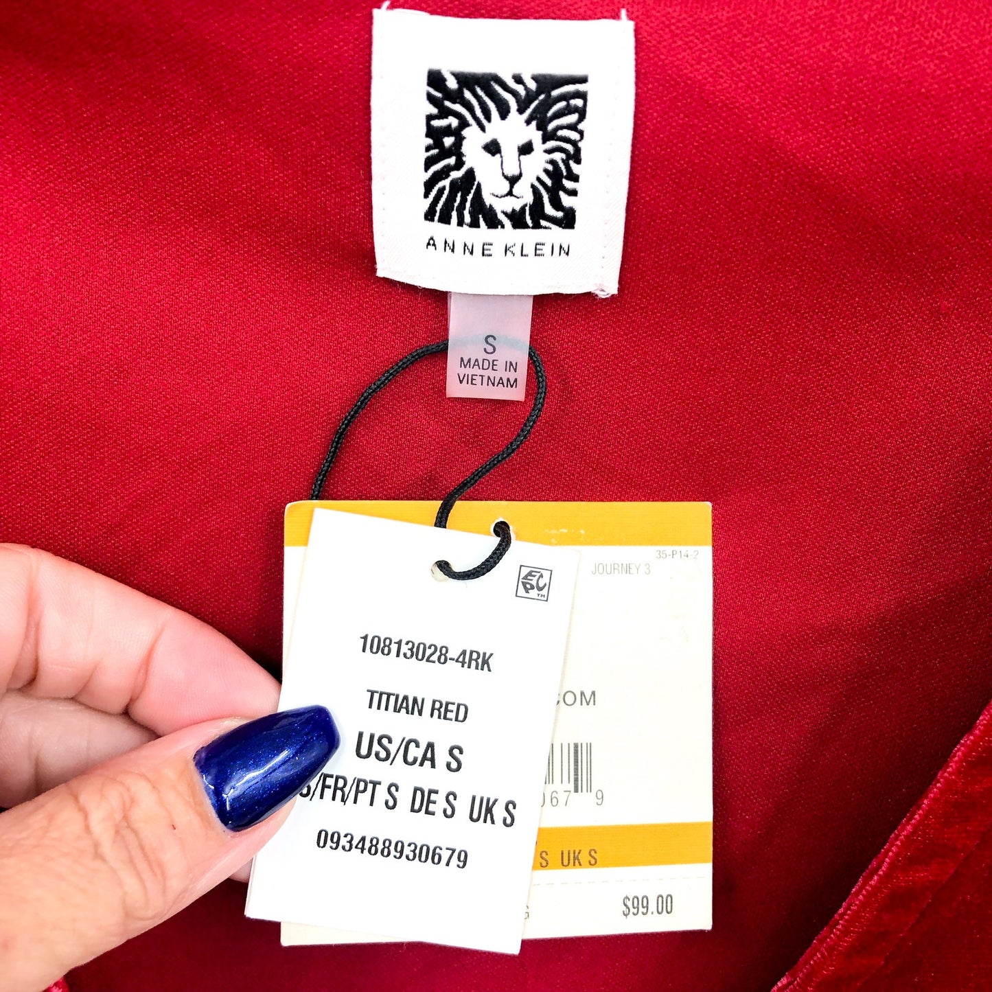 ANNE KLEIN Velvet Wrap Dress Titian Red V Neck SMALL