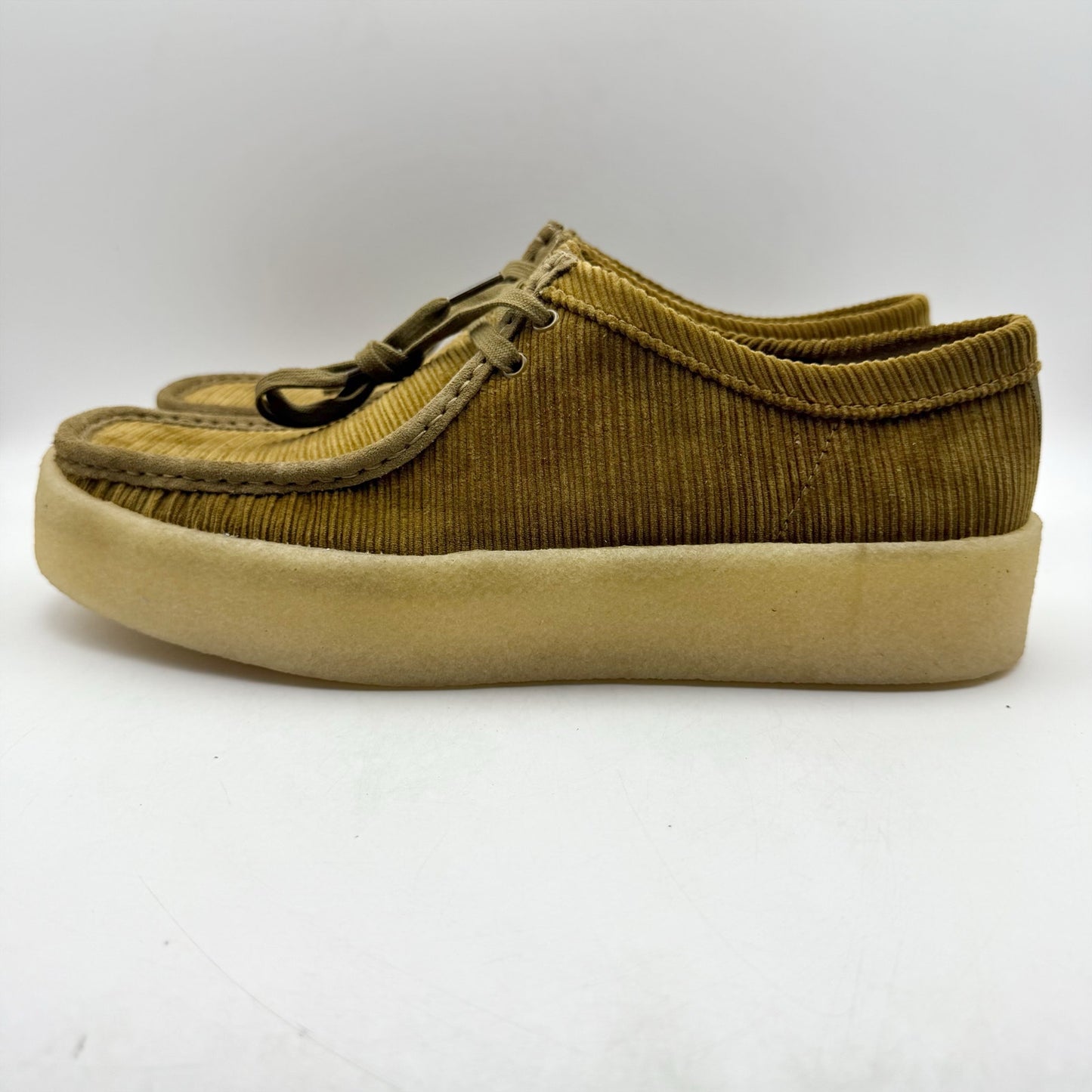 Clarks Mens Wallabee Cup Moccasin Loafers US 13 M Tan Corduroy Nubuck NIB