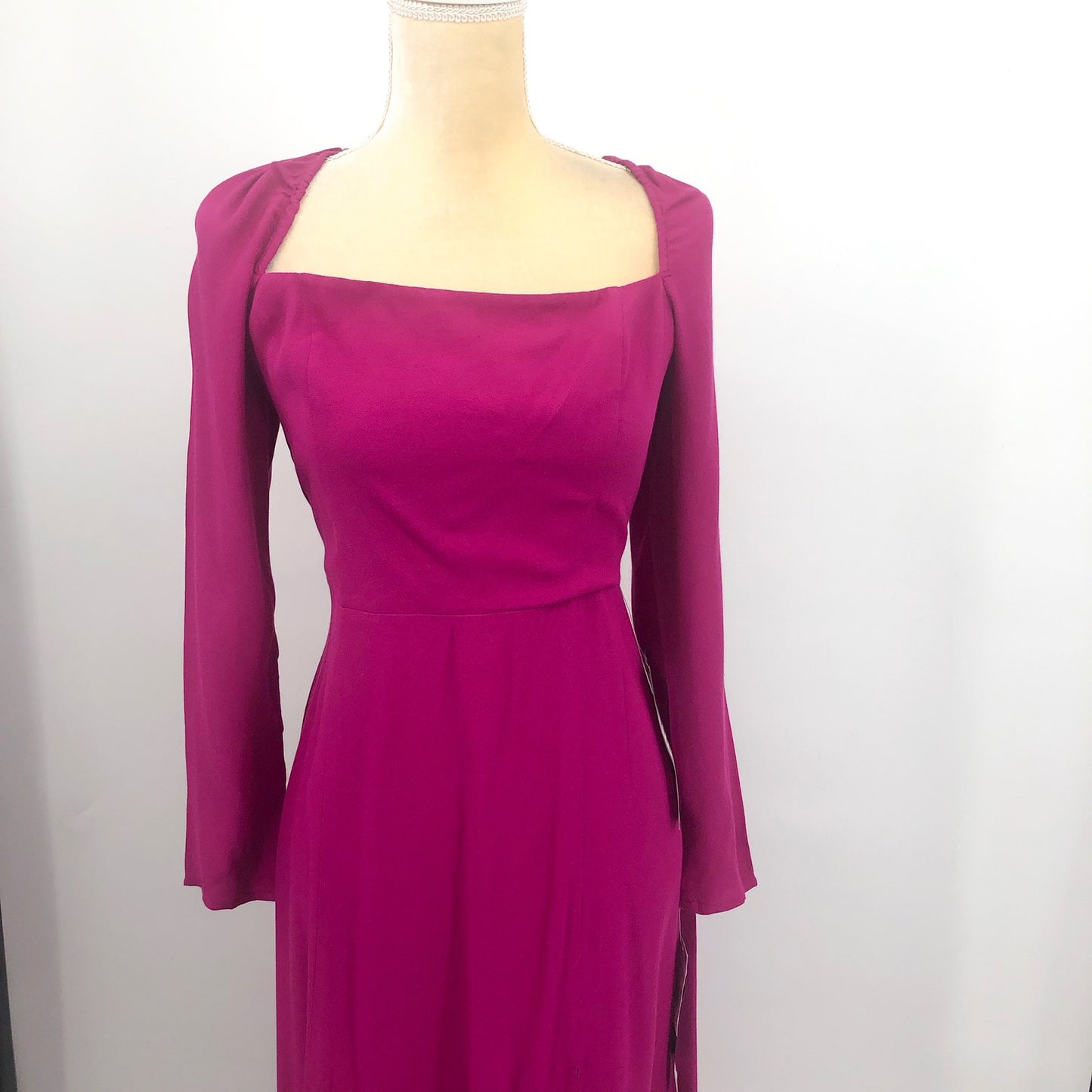 ADRIANNA PAPELL Women's Midi Dress Size 6 Pink Square-neck Light Crepe NWT