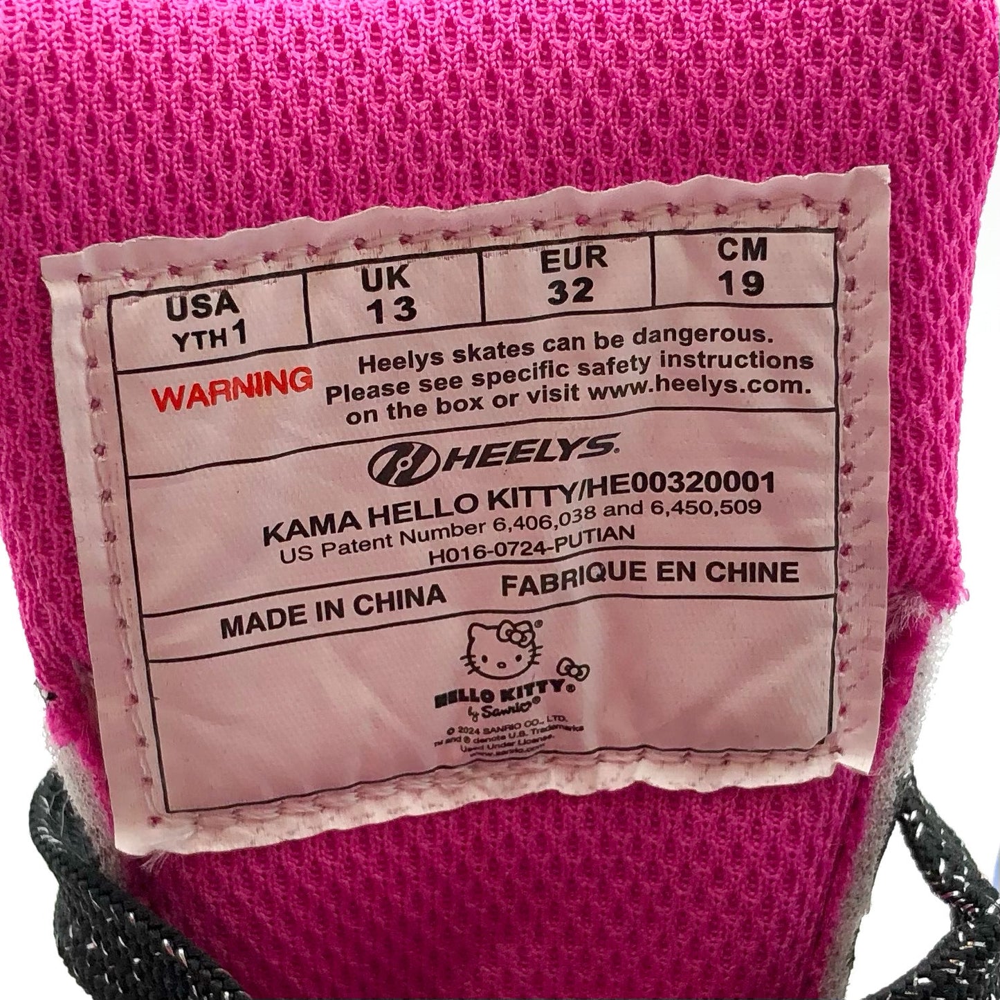 Heelys Girls Hello Kitty Kama Sneakers US 1 EU 32 Youth Black White Multi NIB
