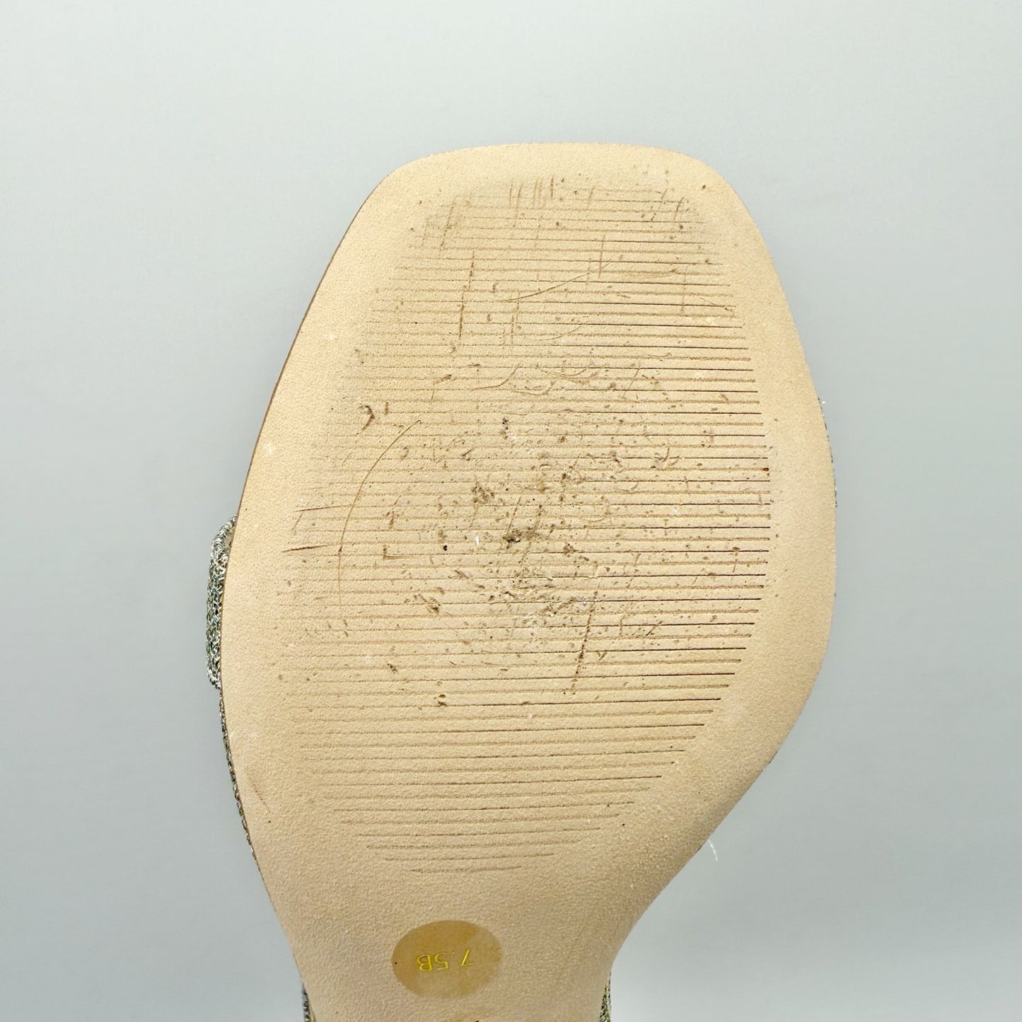 Stuart Weitzman Womens Nudistcurve 75 Block Heeled Sandal US 7.5 B Silver NIB