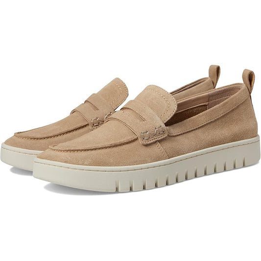 VIONIC Womens Uptown Loafers US 7 Wide Sand Tan Suede Slip On NIB