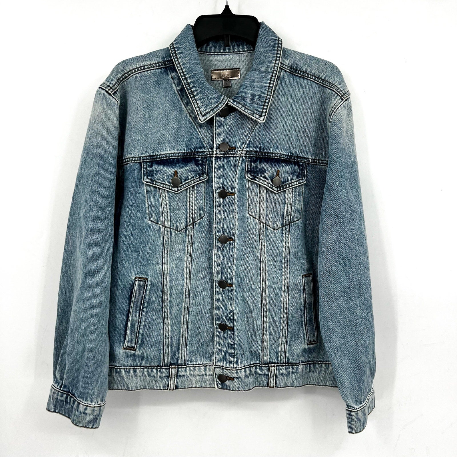 KUT FROM THE KLOTH Emmy Boyfriend Jean Jacket Large Medium Blue Relaxed Fit NWT