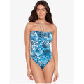 LAUREN RALPH LAUREN Halter Bandeau One Piece Swimsuit 10 Blue Patchwork NWT