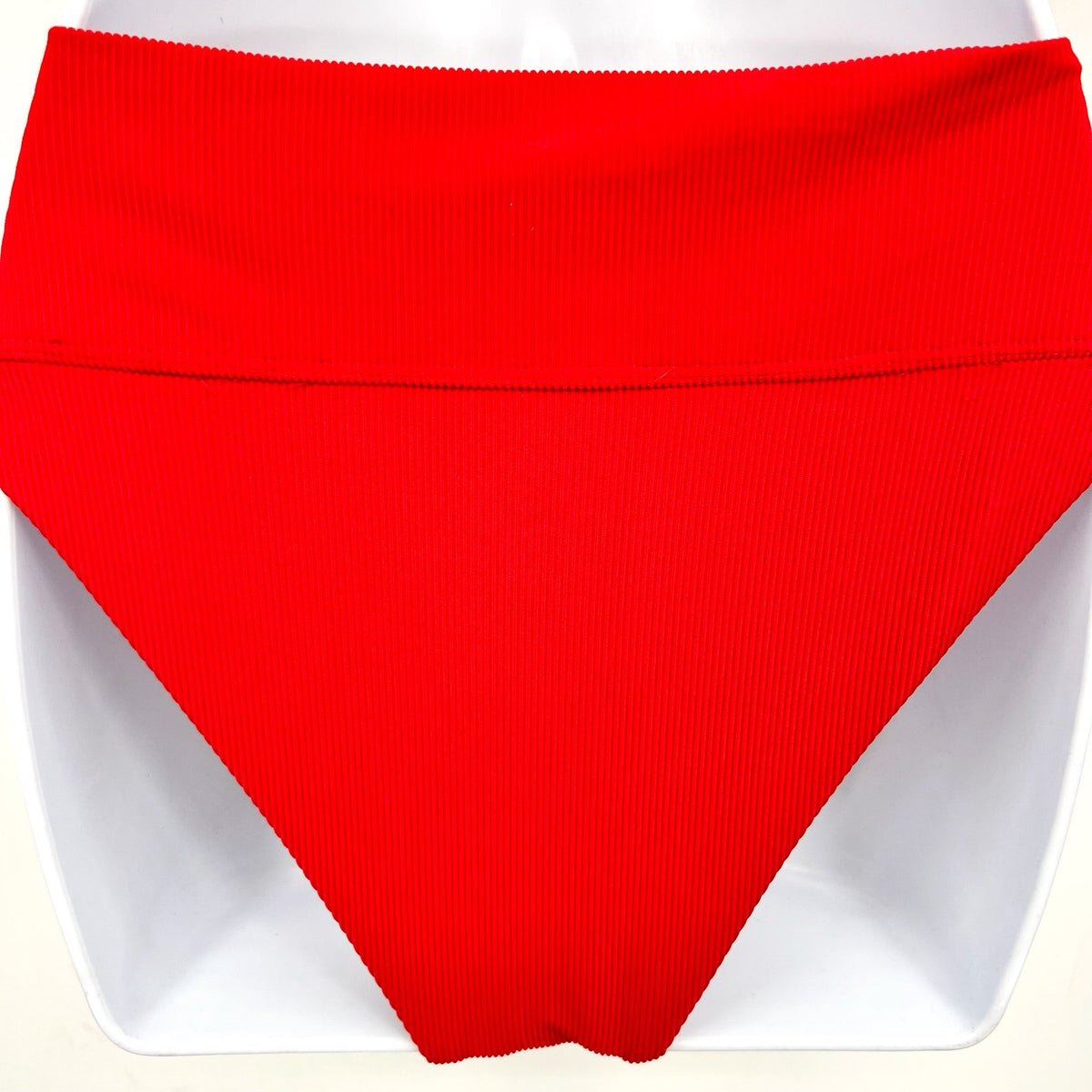 BEACH RIOT Women's Highway Bikini Bottom Medium Red Ribbed Knit NWT