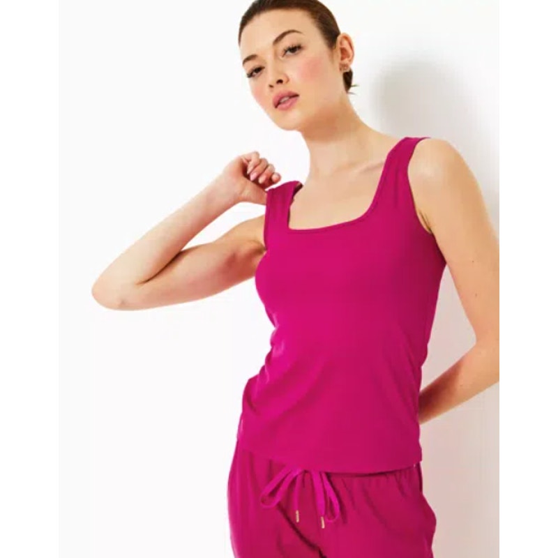 LILLY PULITZER Womens Marsaille Tank Top Medium Mystique Pink Square Neck NWT