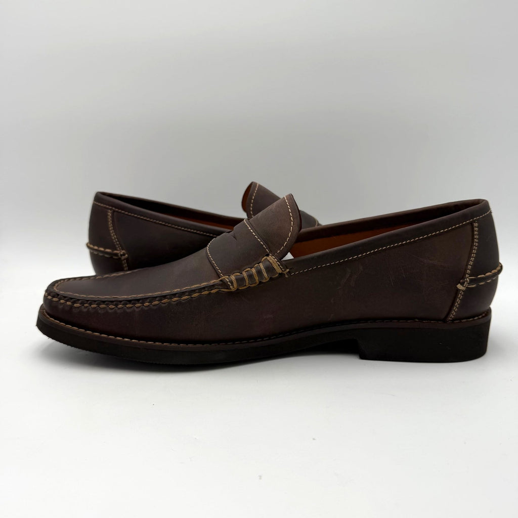 Peter Millar Mens Handsewn Penny Loafers Size 10 Chocolate Brown Leather NIB