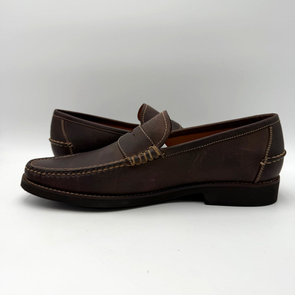 Peter Millar Mens Handsewn Penny Loafers Size 10 Chocolate Brown Leather NIB