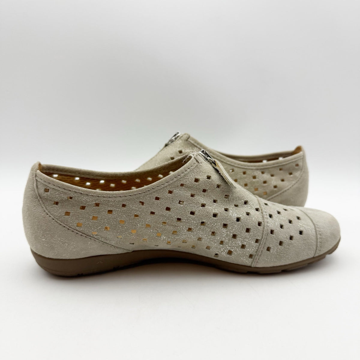 Gabor Womens 84.164 Hovercraft Flats Shoes US 6 UK 3.5 Grey Nubuck Leather NWOB