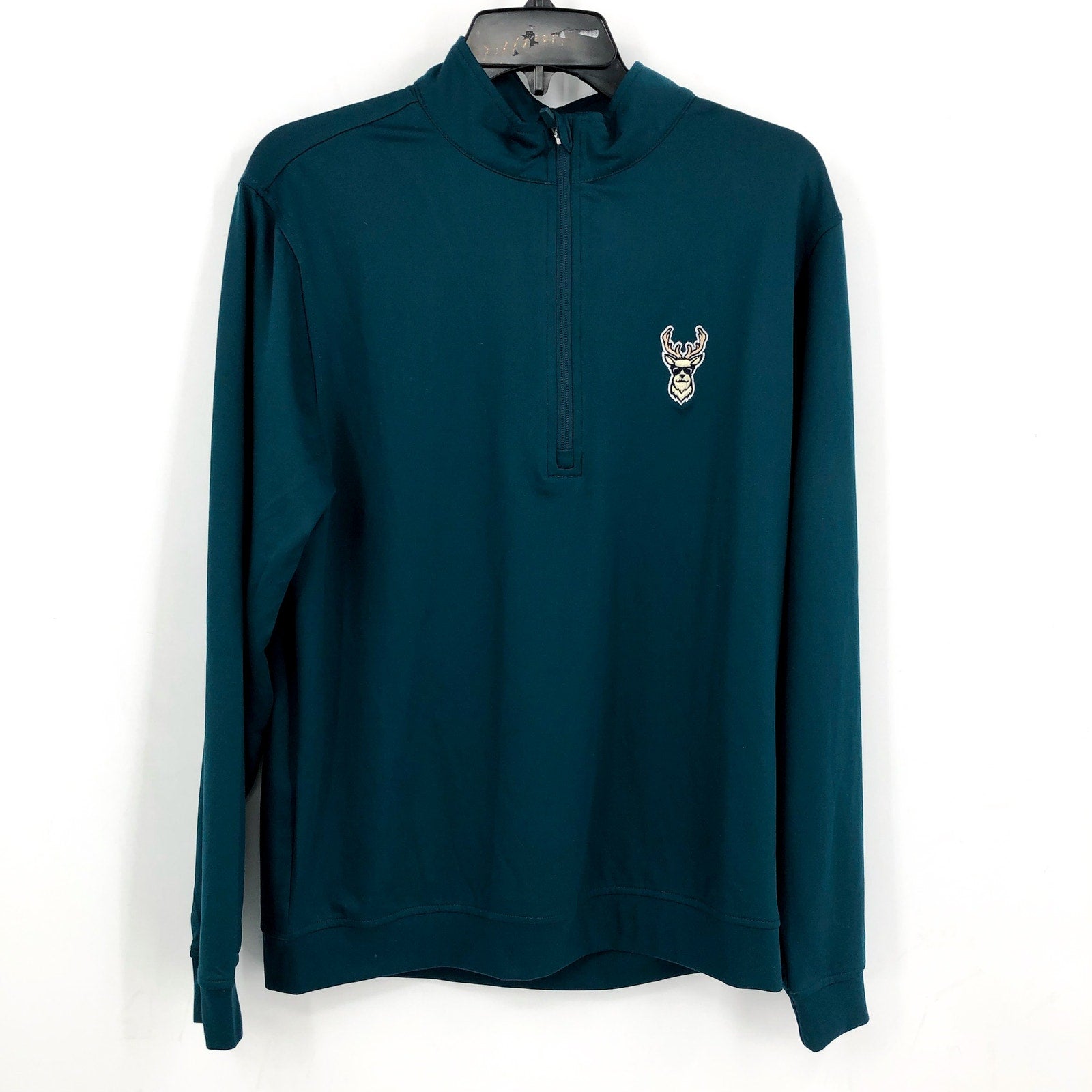 WAGGLE Men's Kentucky Buck 1/4 Zip Pullover Medium Teal Green NWT